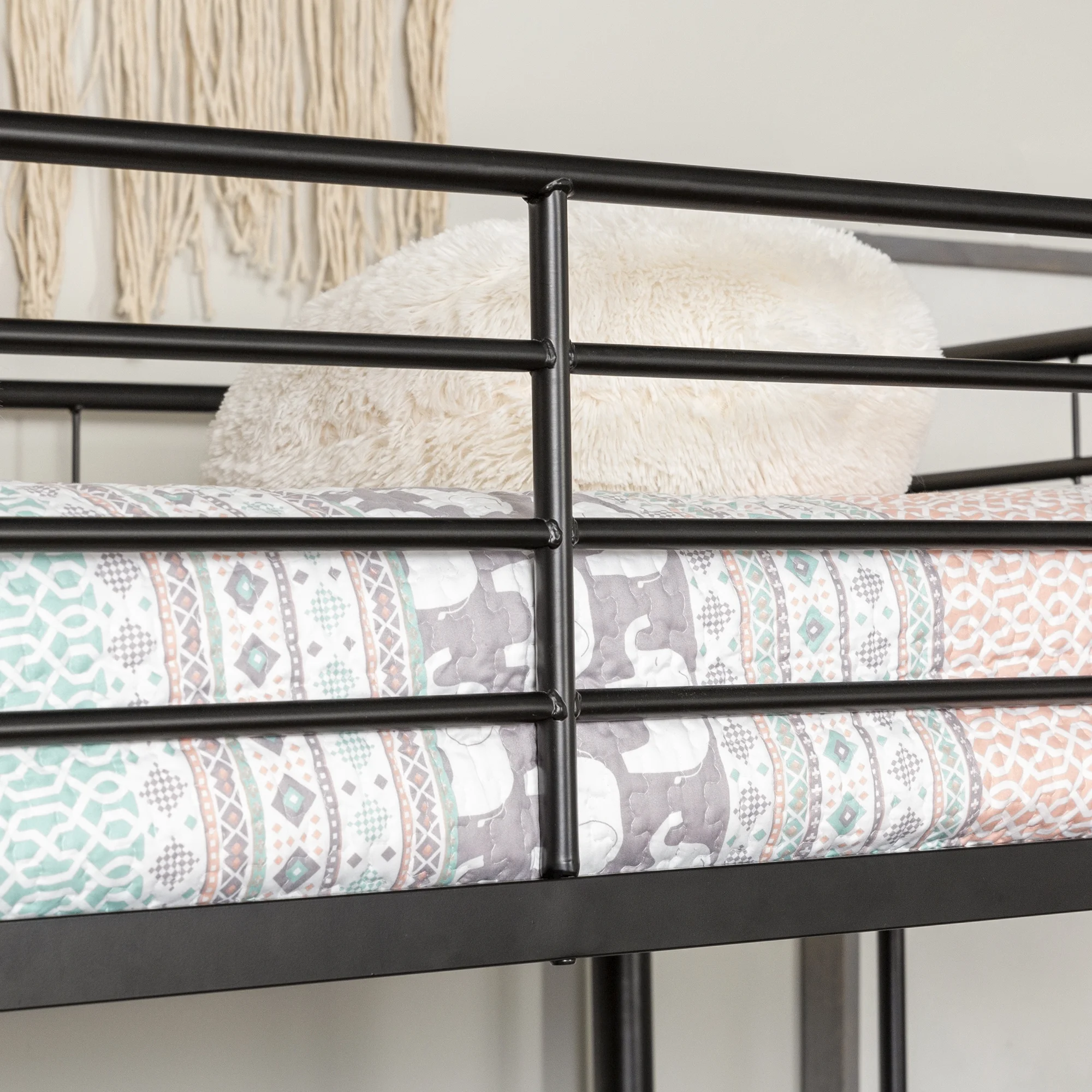 Walker Edison Premium Twin Over Full Metal Bunk Bed, Black