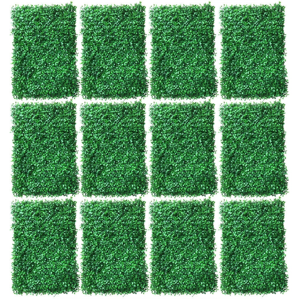 12PCS 24'' x 16'' Artificial Boxwood Grass Backdrop Panels , Artifical Wall Greenery Panels Topiary Hedge Plant