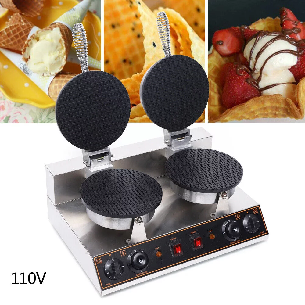 110v Electric Nonstick Waffle Maker Machine - Commercial Ice Cream Cone Maker 19.6*13.9*10.2in