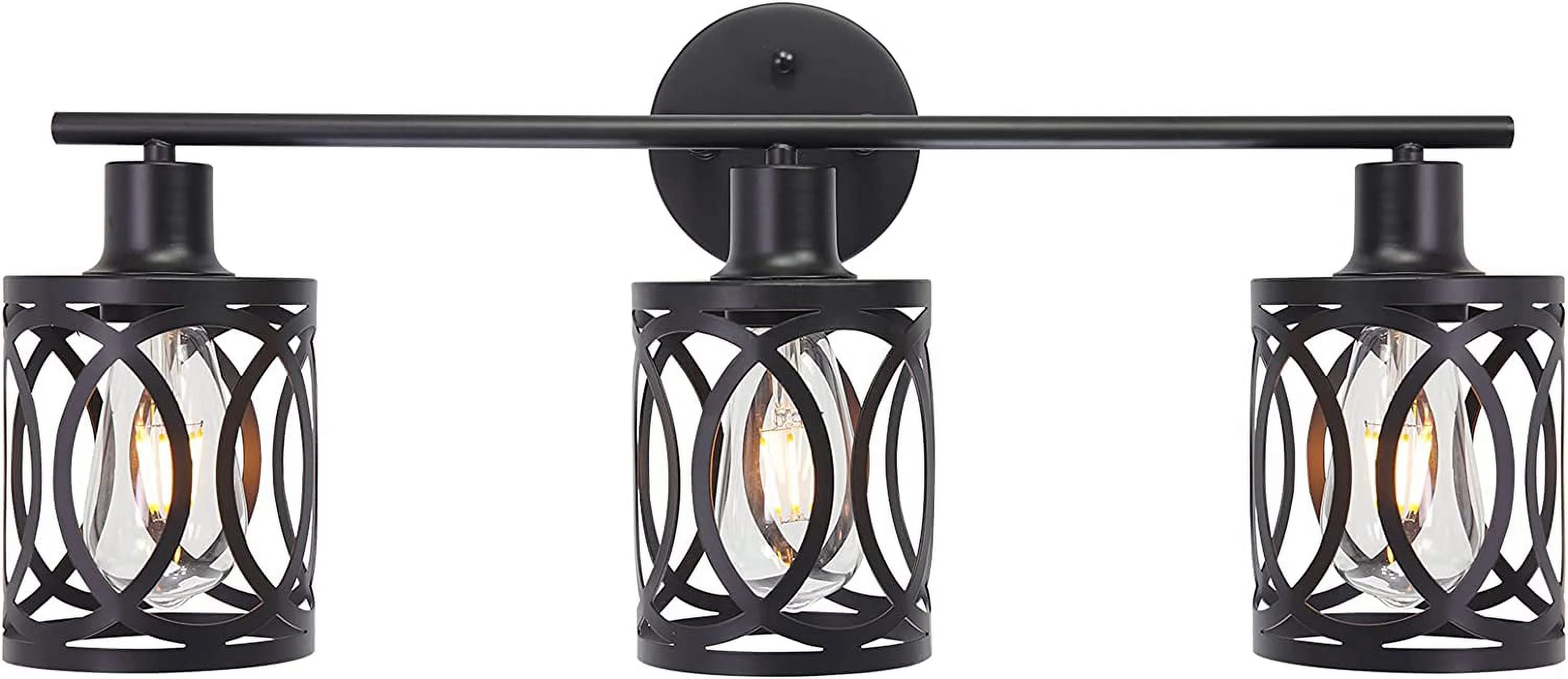 3-Lights Industrial Bathroom Vanity Light Fixture Black Farmhouse Wall Sconce Lighting for Bedroom Kitchen Living Room Foyer