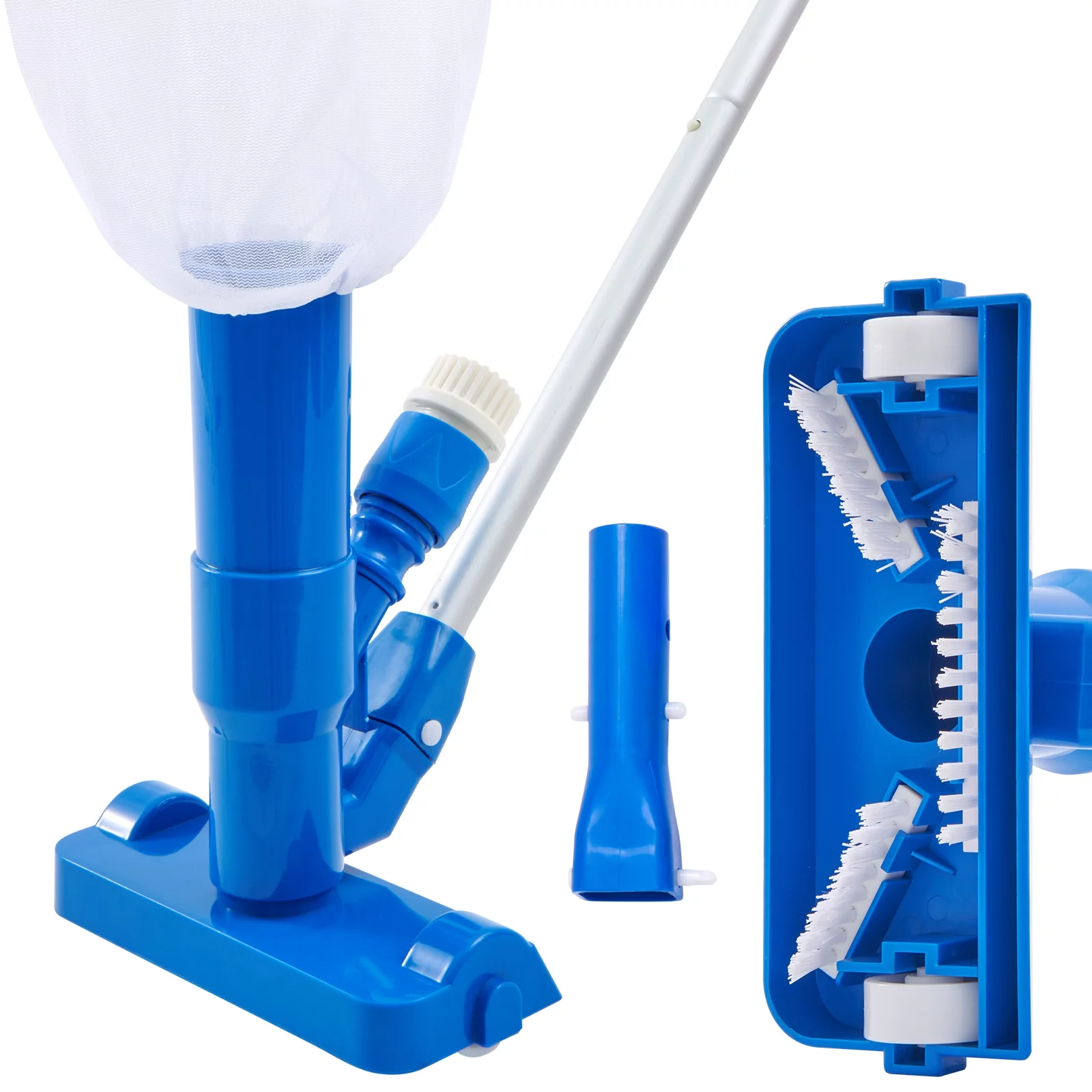 BENTISM Portable Pool Vacuum Handheld Pool Blaster Vacuum Cleaner with 3 Scrub Brushes and Detachable 6 Section Pole and a Filter Bag for Above Ground and Inflatable Pool Spa Ponds & Fountains