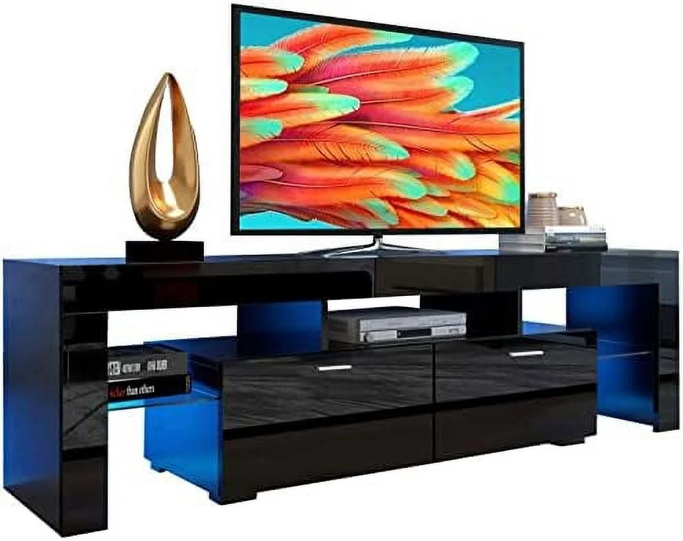 TQJKLFDY LED TV Stand for 65 inch TVs  High Gloss Entertainment Center with  Drawer  Media Console Table Television Stands Cabinet Desk