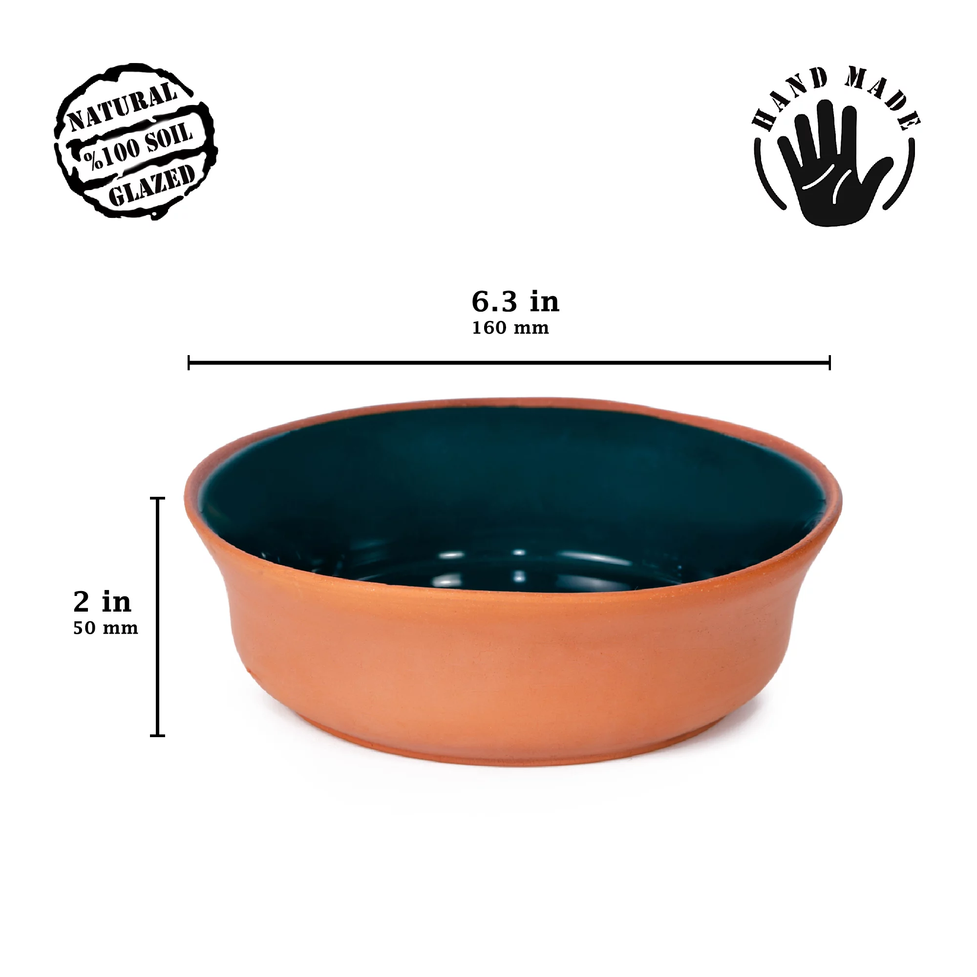 Handmade Clay Bowl, Traditional Terracotta Dish, Natural Clay Casserole, Set of 2, 6.3 in.