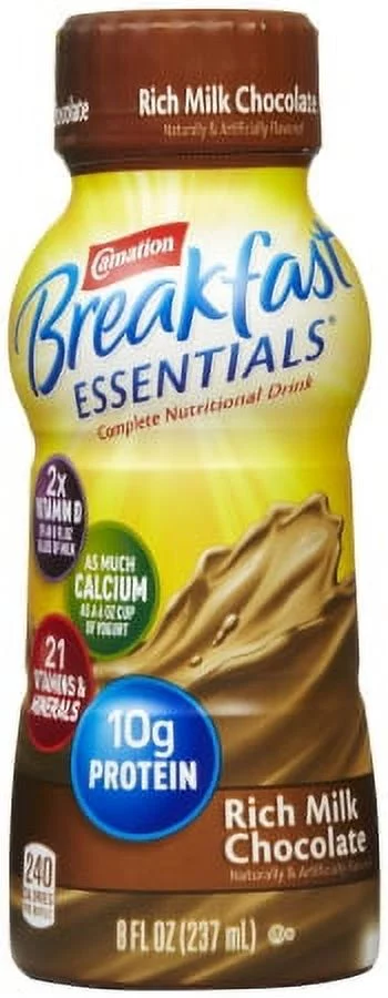 Carnation Breakfast Essentials Complete Nutritional Drink Rich Milk Chocolate, 8 oz. Bottle, Case of 24