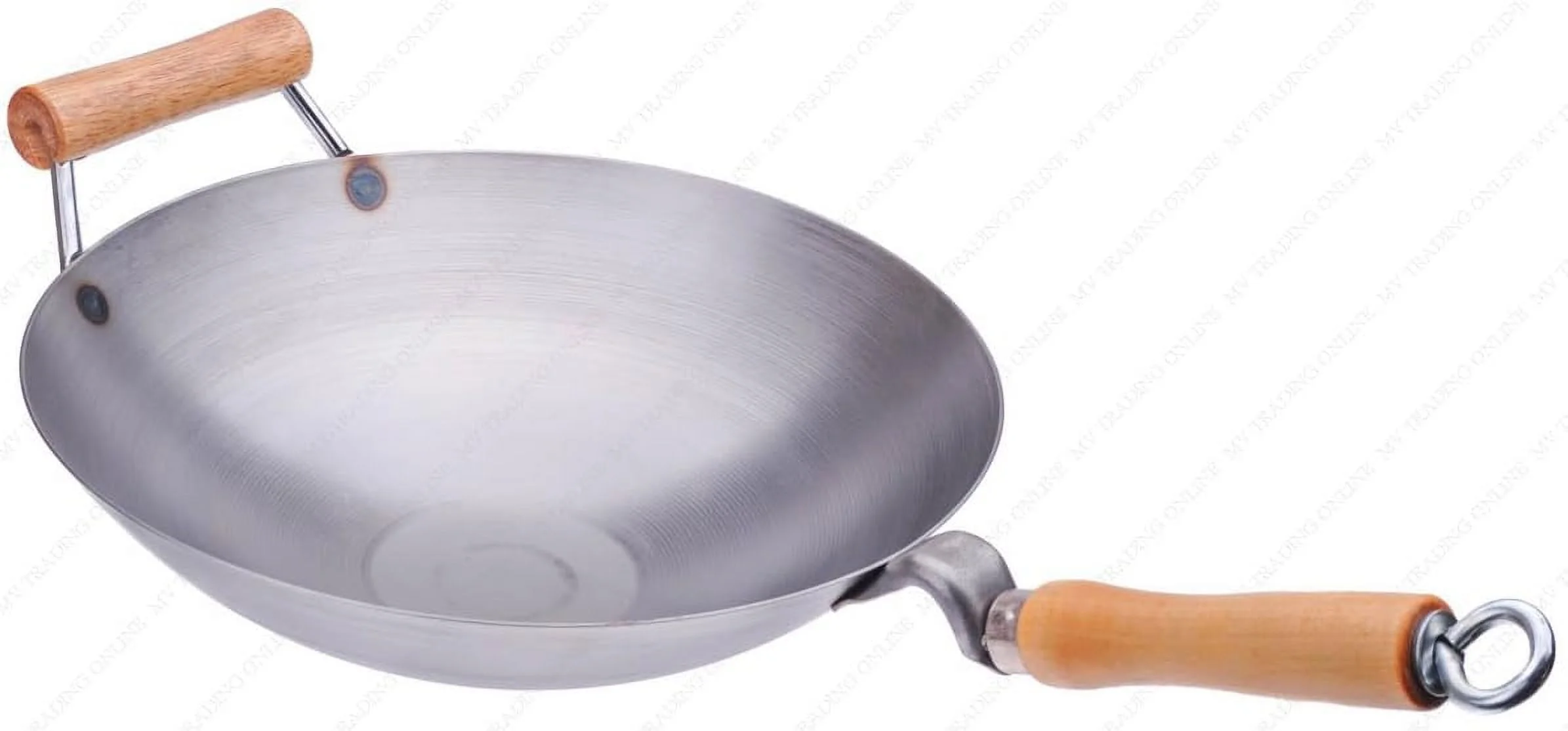 12 Inches Carbon Steel Wok With Helper Handle (Round Bottom), 14 Gauge Thickness, Made