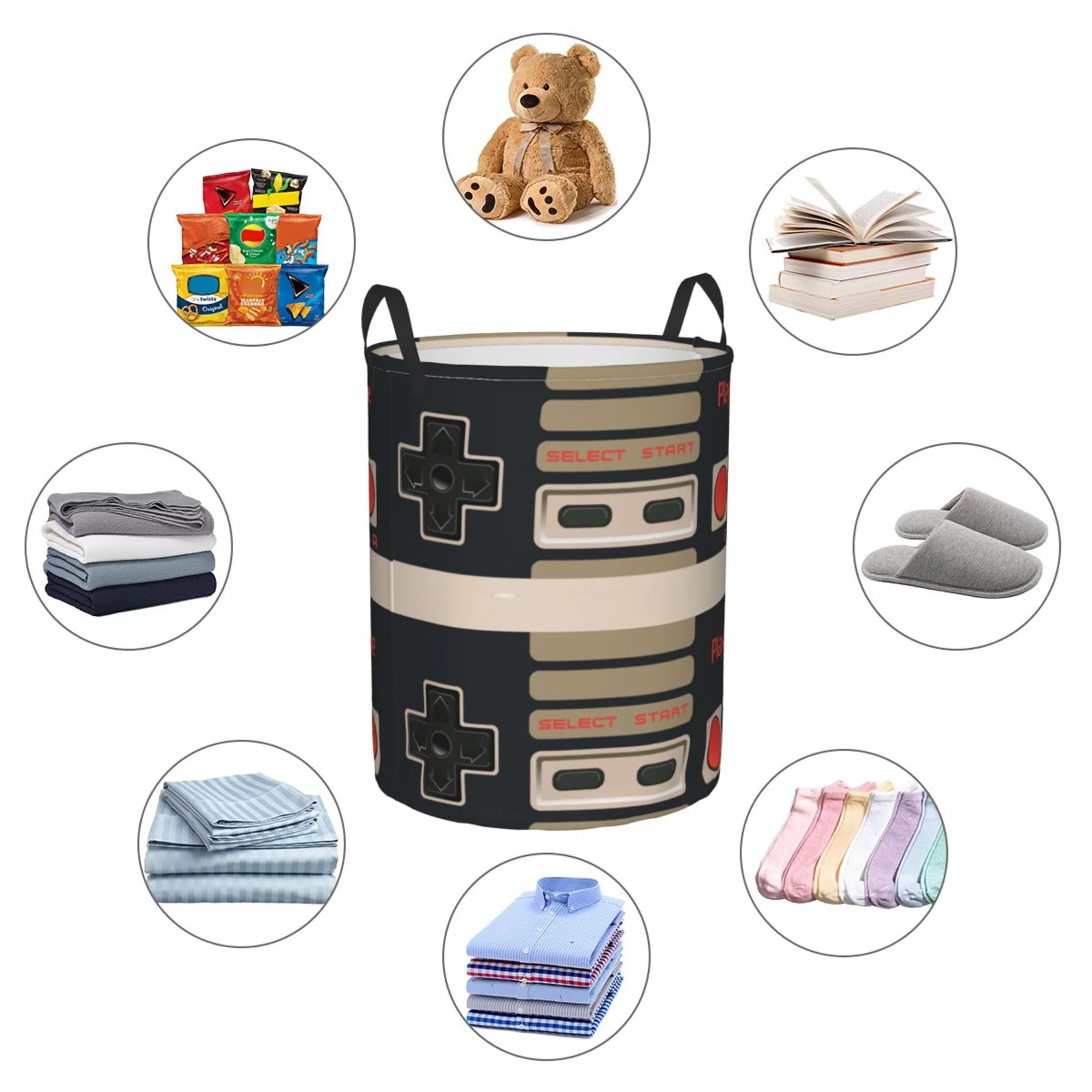 Laundry Basket Organizer Collapsible -Video Game Dirty Clothes Hamper for Bathroom Kids Girls Boys Laundry Hamper Small