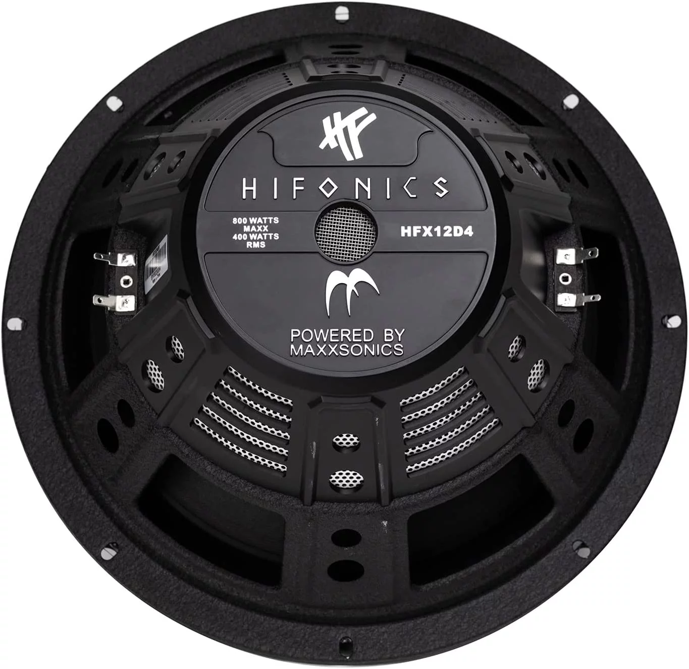 Hifonics Zeus 1200.1D Mono Amplifier with a Hifonics HFX12D4 Subwoofer, Silver Amplifier, Black Subwoofer