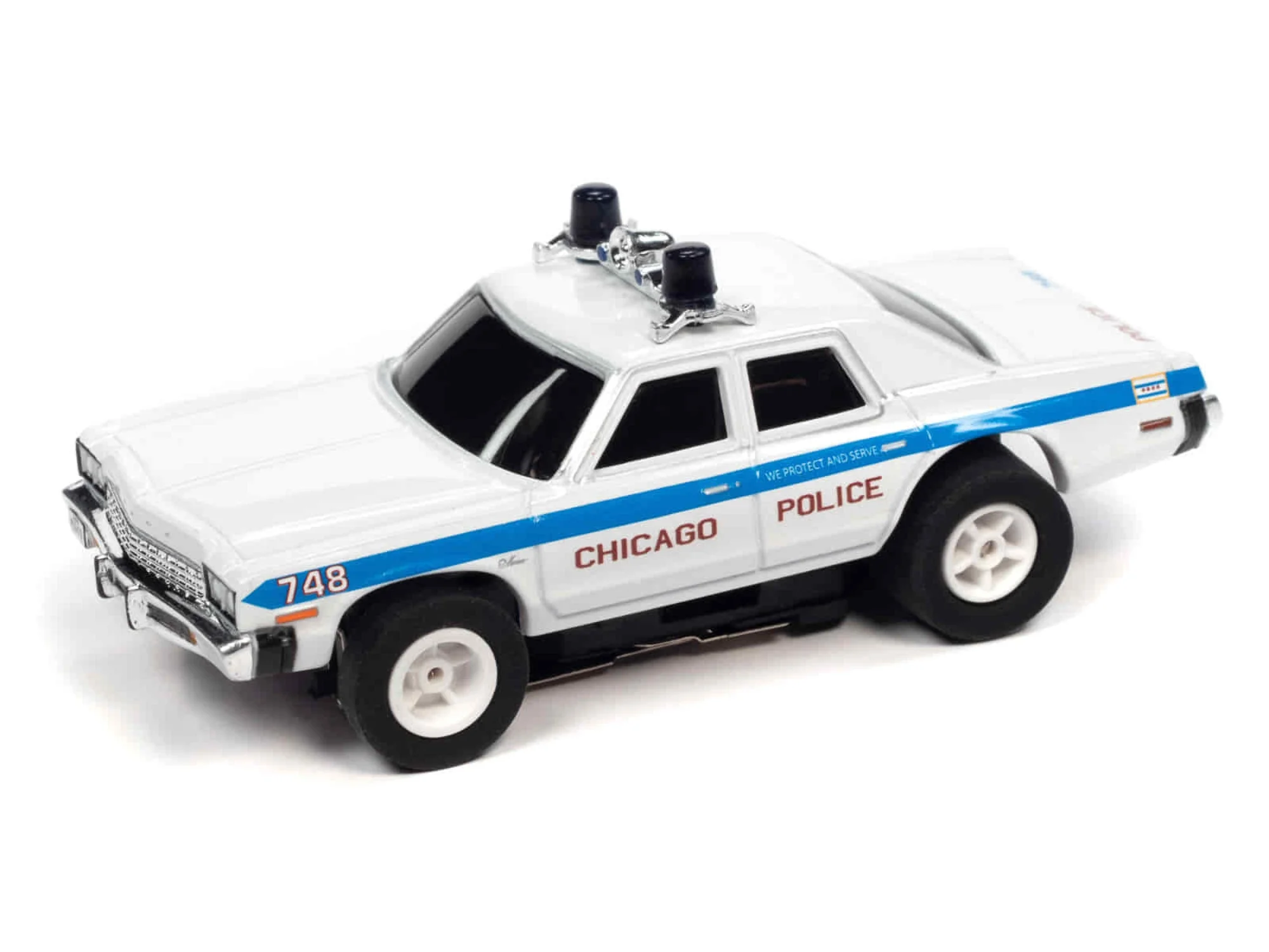 Auto World Xtraction SC372 R36 Blues Brothers Chicago Police 1974 Dodge Monaco HO Scale Slot Car