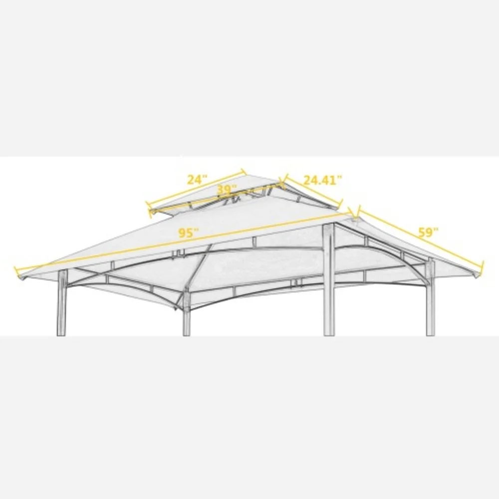 8x5Ft High-Quality Grill Gazebo Replacement Canopy, UV protection, and waterproof Double Tiered  Outdoor Patio BBQ Shelter for Outdoor Parties and Events