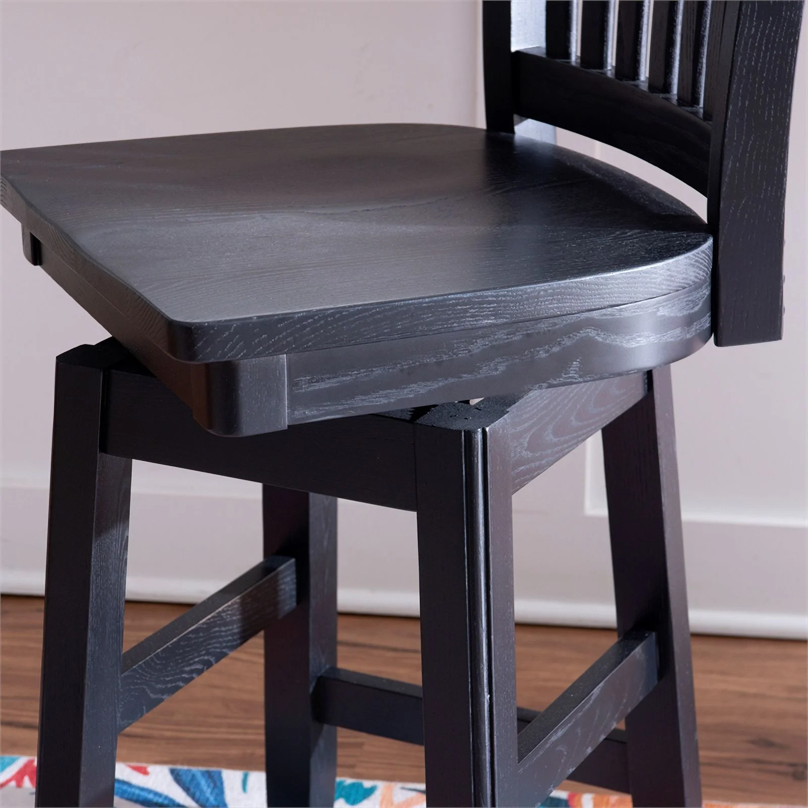 Pemberly Row Solid Beechwood Slat Back Swivel 24