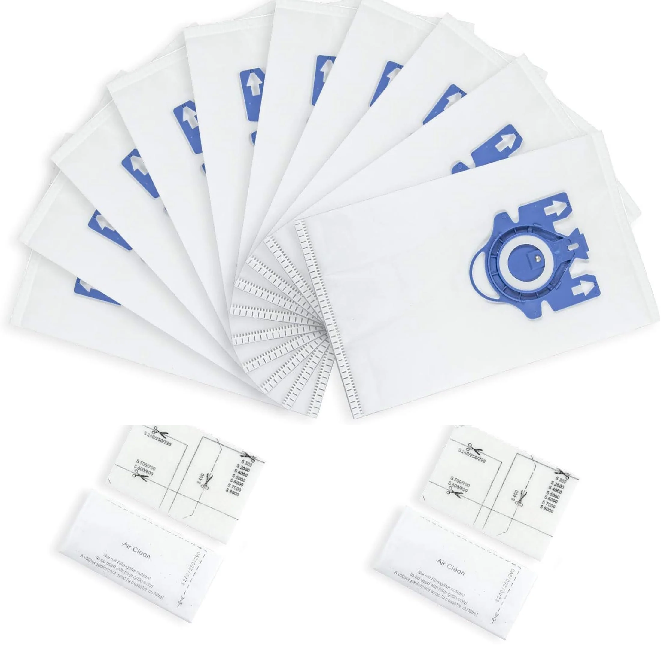 10 Pack Clean Bags for Miele Vacuum Cleaner Bags GN Miele Canister Bags Classic C1, Complete C1, Complete C2, Complete C3, S227 S240, S270, S400, S2, S5, S8 Series + 2 Pair of Filters