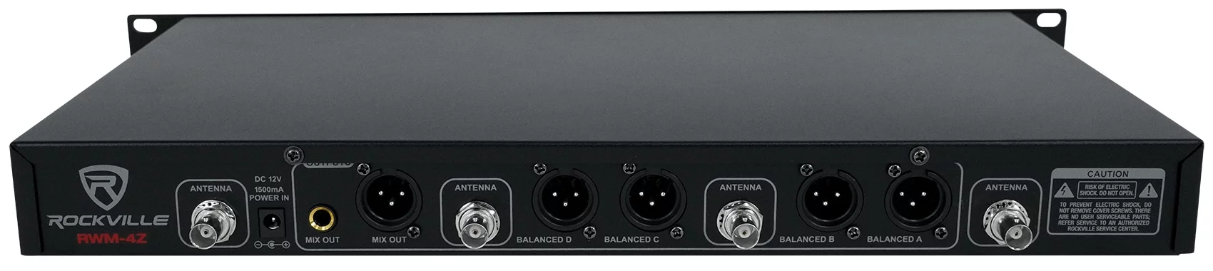 Rockville RWM-4Z Quad Wireless UHF Handheld/Headset Microphone System 20 Channel