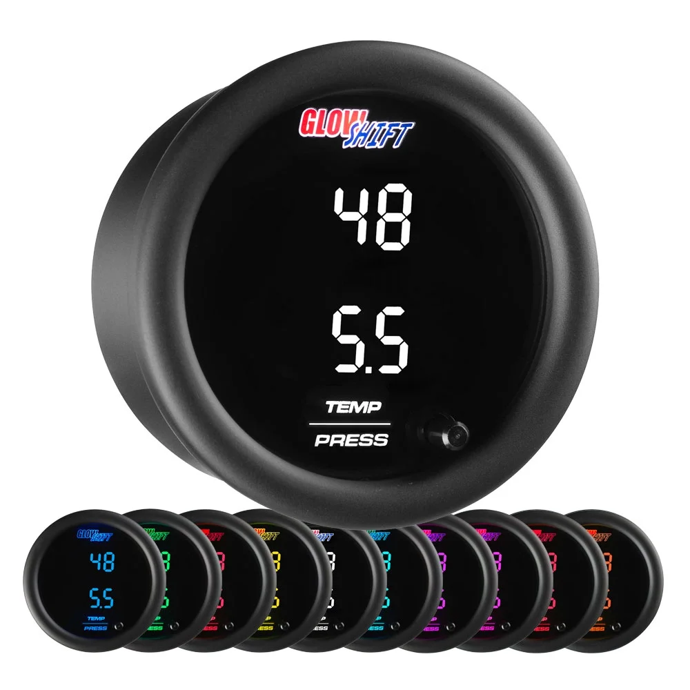 GlowShift 10 Color Digital Dual Pressure Gauge