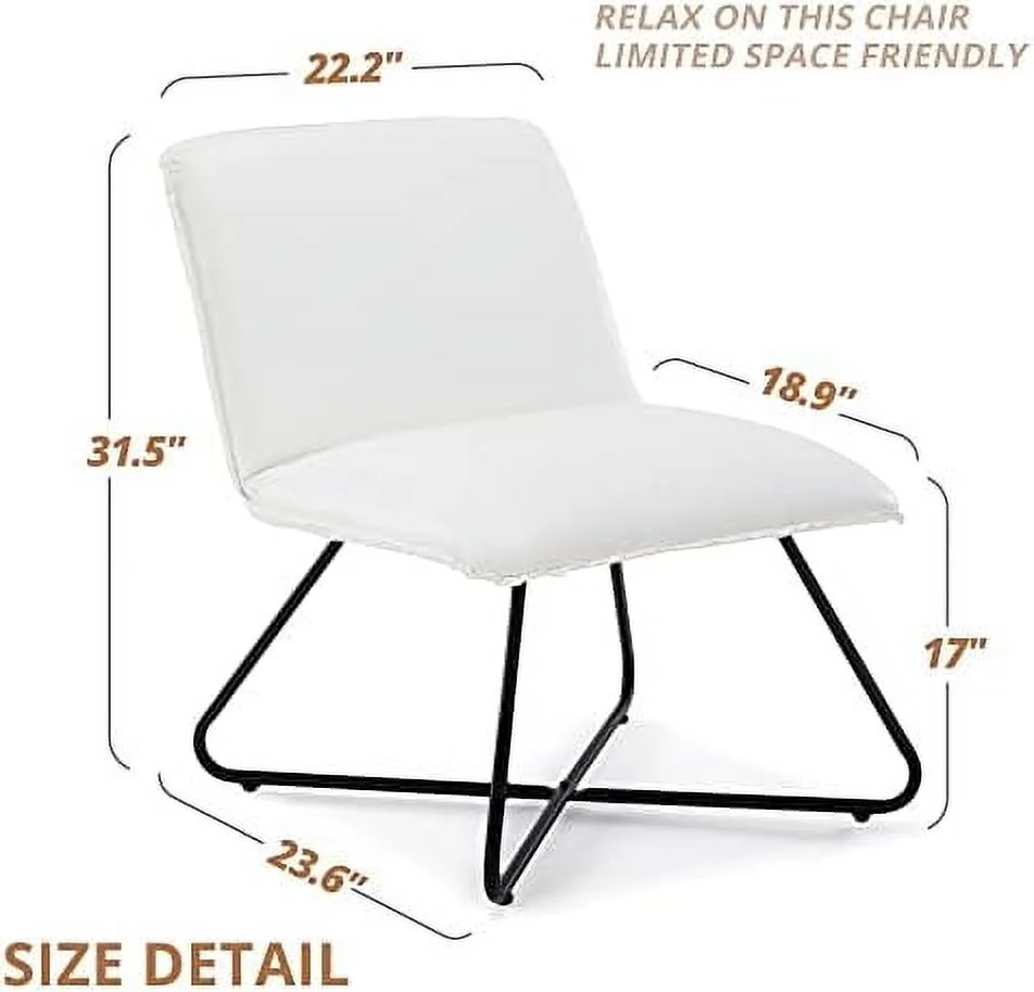 GVJMTKP Accent Chair   5 Positions Recline Chair  Distressed Brown Armless Accent Chairs  17\u2033High  Comfy Mid Century Modern Chair with Adjustable Backrest for Bedroom  Living Room  O