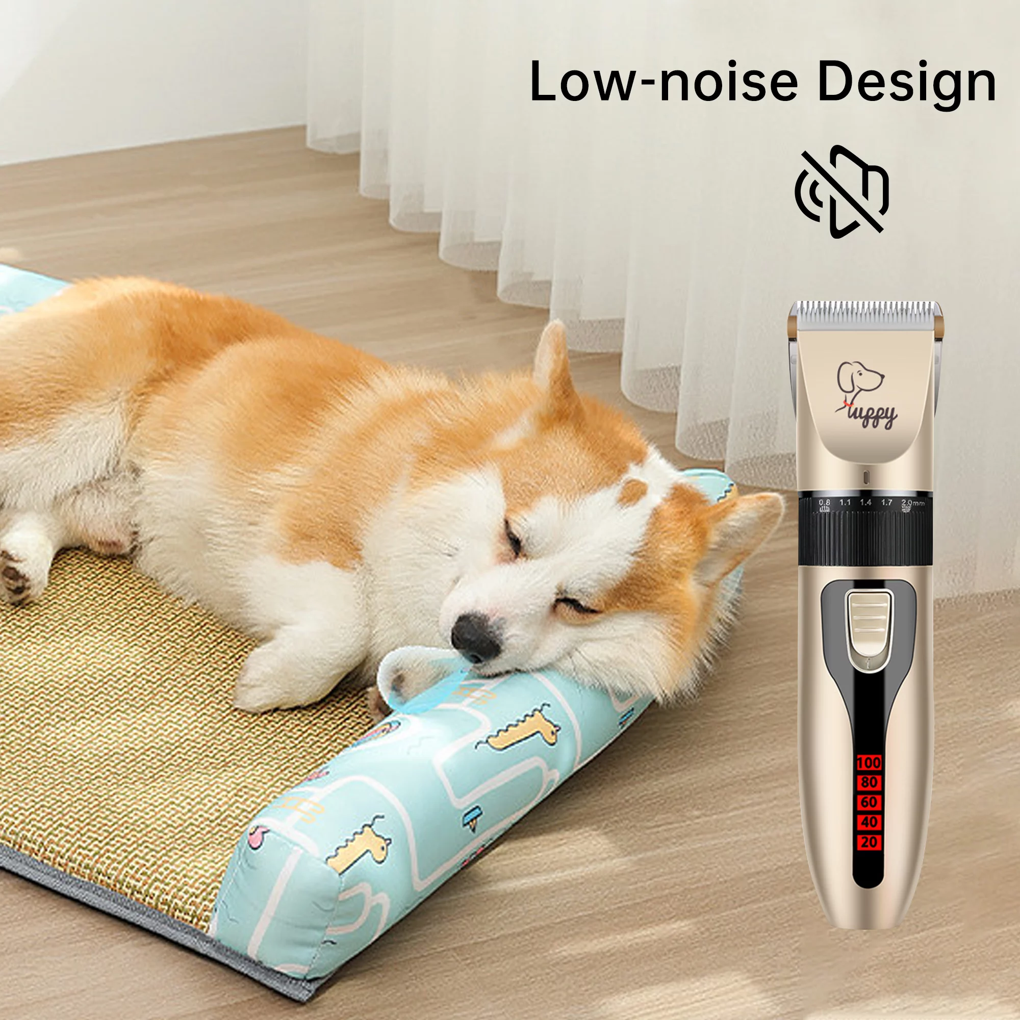 Dog Clippers Cat Shaver, Professional Hair Grooming Electric Clipper Detachable Blades Cordless Rechargeable, Pet Clipper for Thick Coats Long haired Dog Cat, Low Noise Clippers and Trimmer