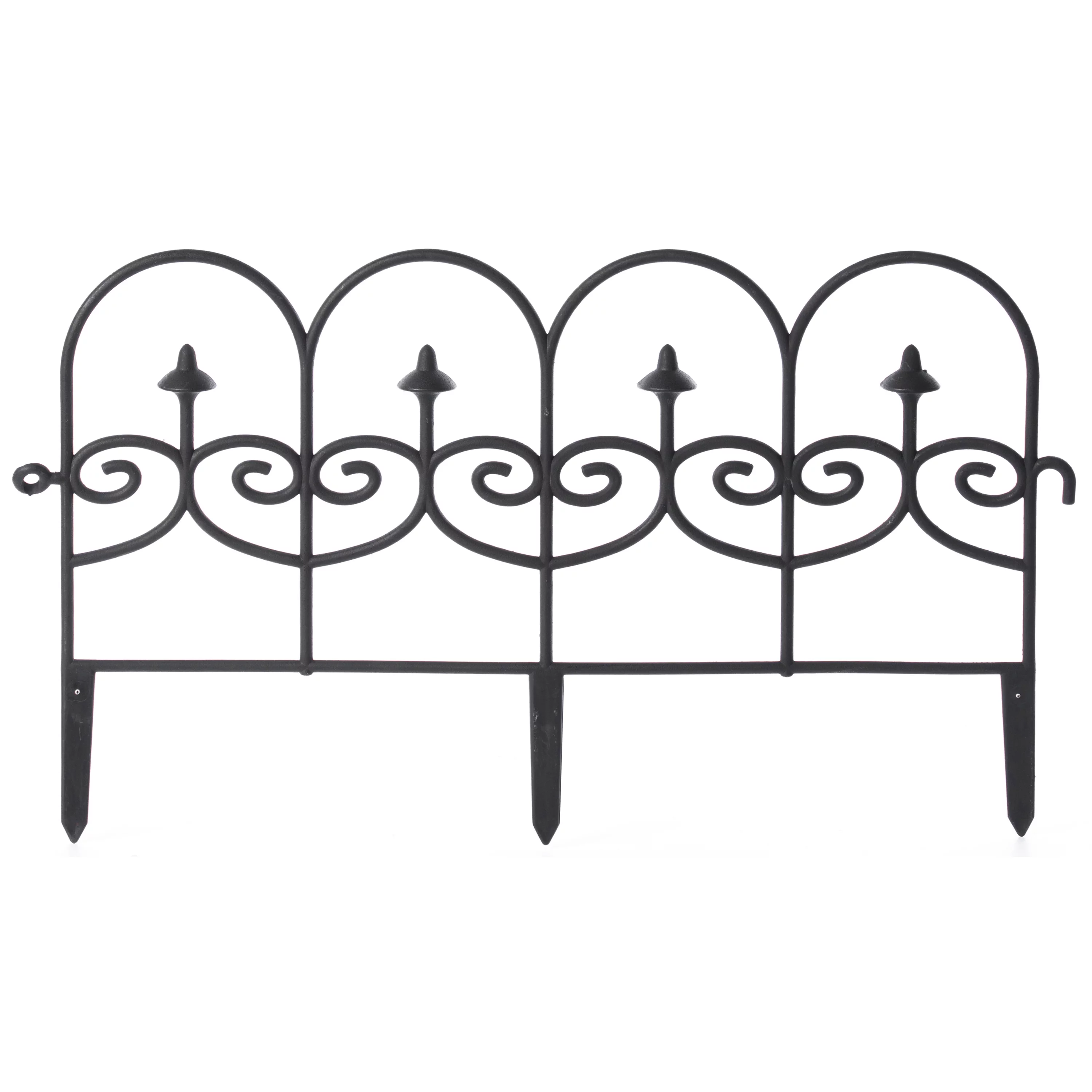Vinyl Wrought Iron- Look Garden Ornamental Edging, Lawn Picket Fence Landscape Panel Border, Flower Bed Barrier