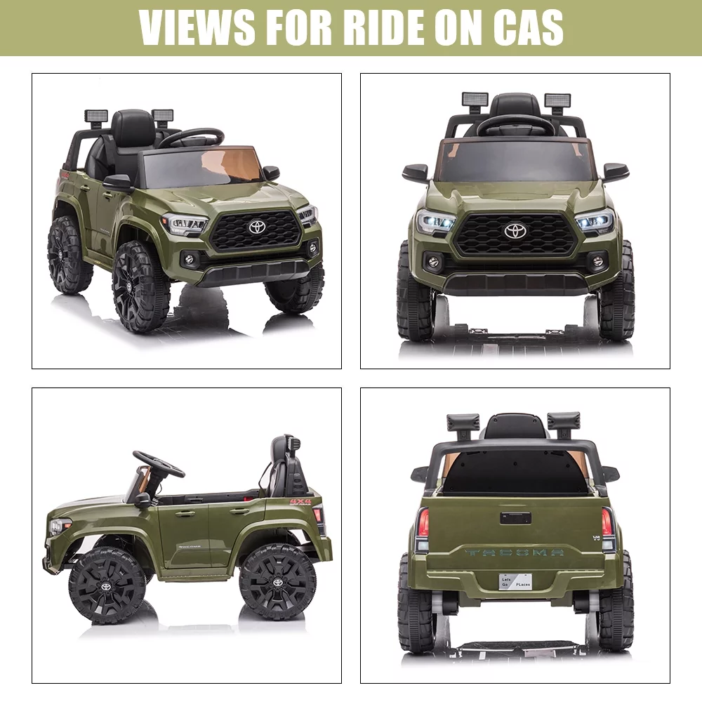 uhomepro Green 12 V Toyota Tacoma Kids Powered Ride On Car with Remote Control, MP3 Player