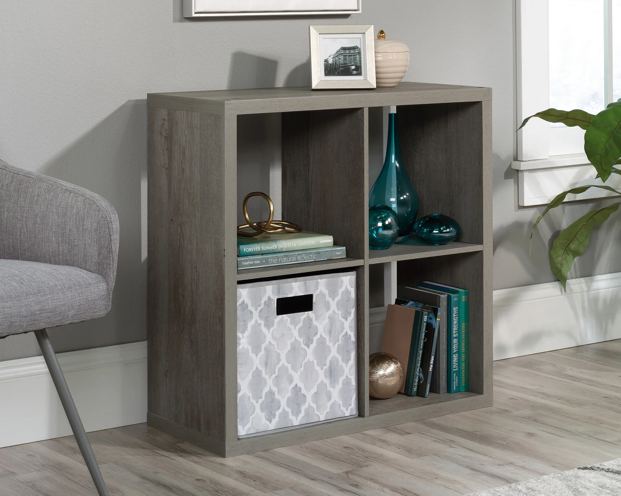 Sauder Select 4-Cube Organizer Storage Bookcase Mystic Oak