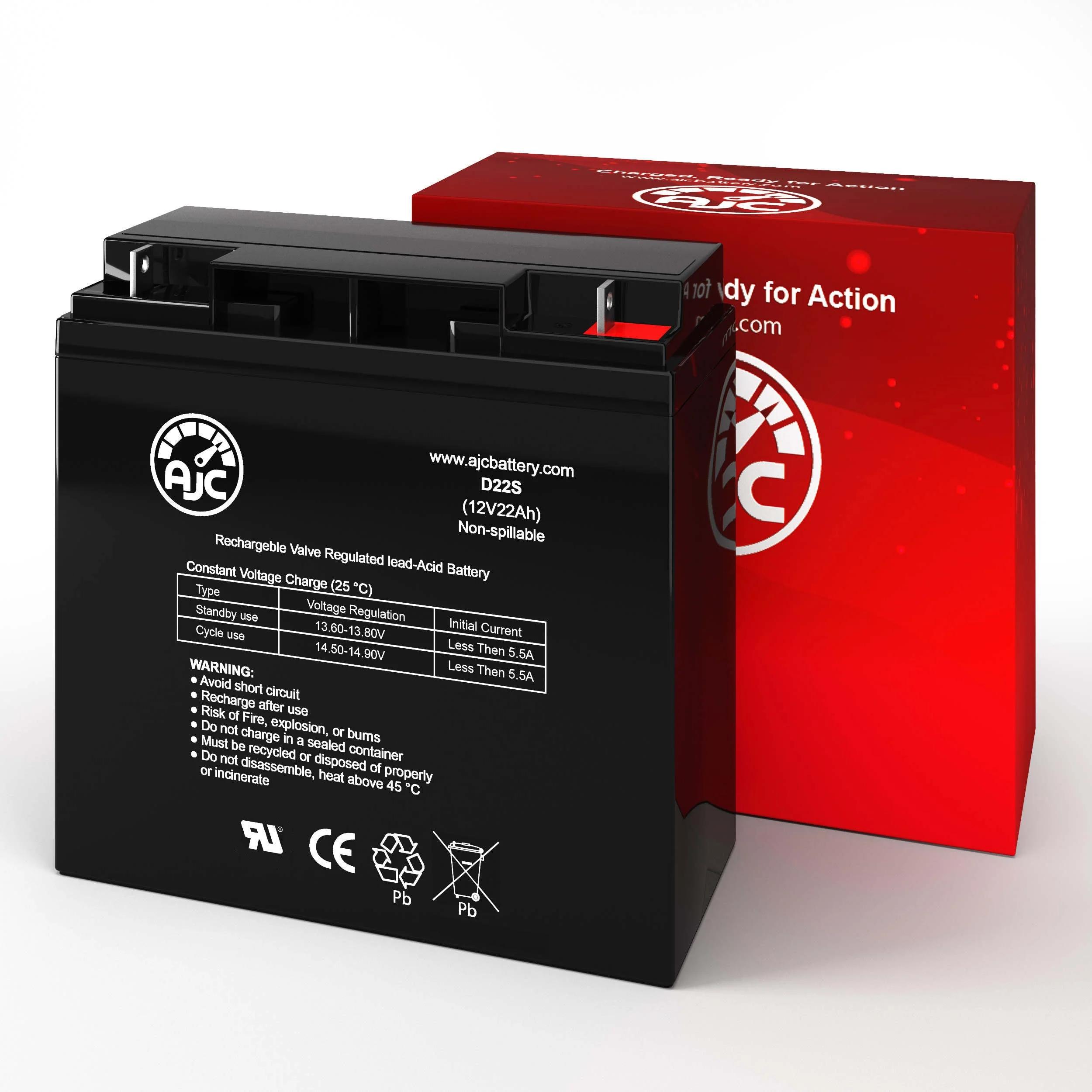 Pride Mobility Go-Go Elite 12V 22Ah Wheelchair Battery - This Is an AJC Brand Replacement