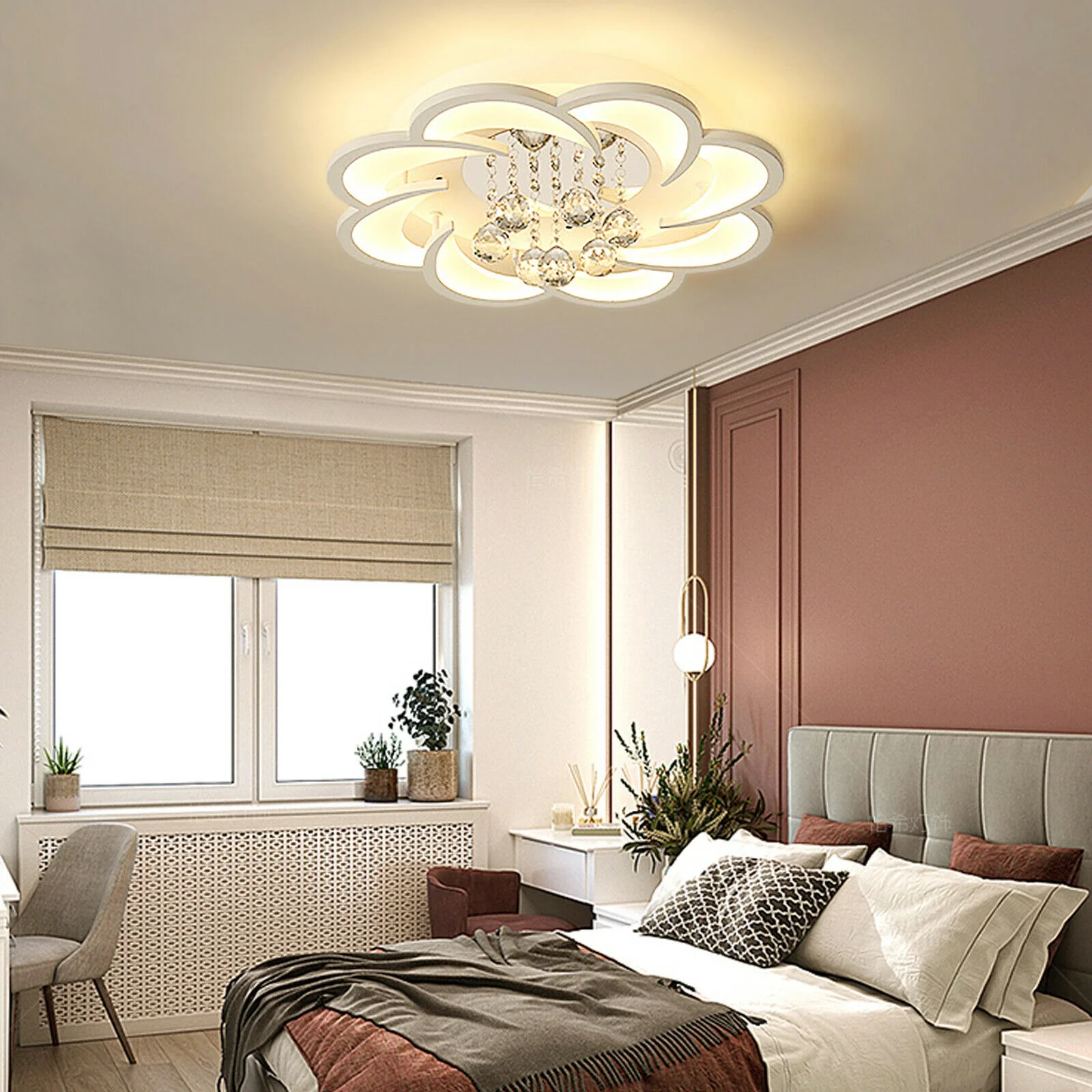 Modern Crystal Chandeliers Flower Shape Pendant Lamp Fixture Lighting Modern K9 Crystal Ceiling Light Flower Shape Lamp Fixture 52cm Warm Lighting Modern K9 Crystal Ceiling Light Flower Shape Lamp