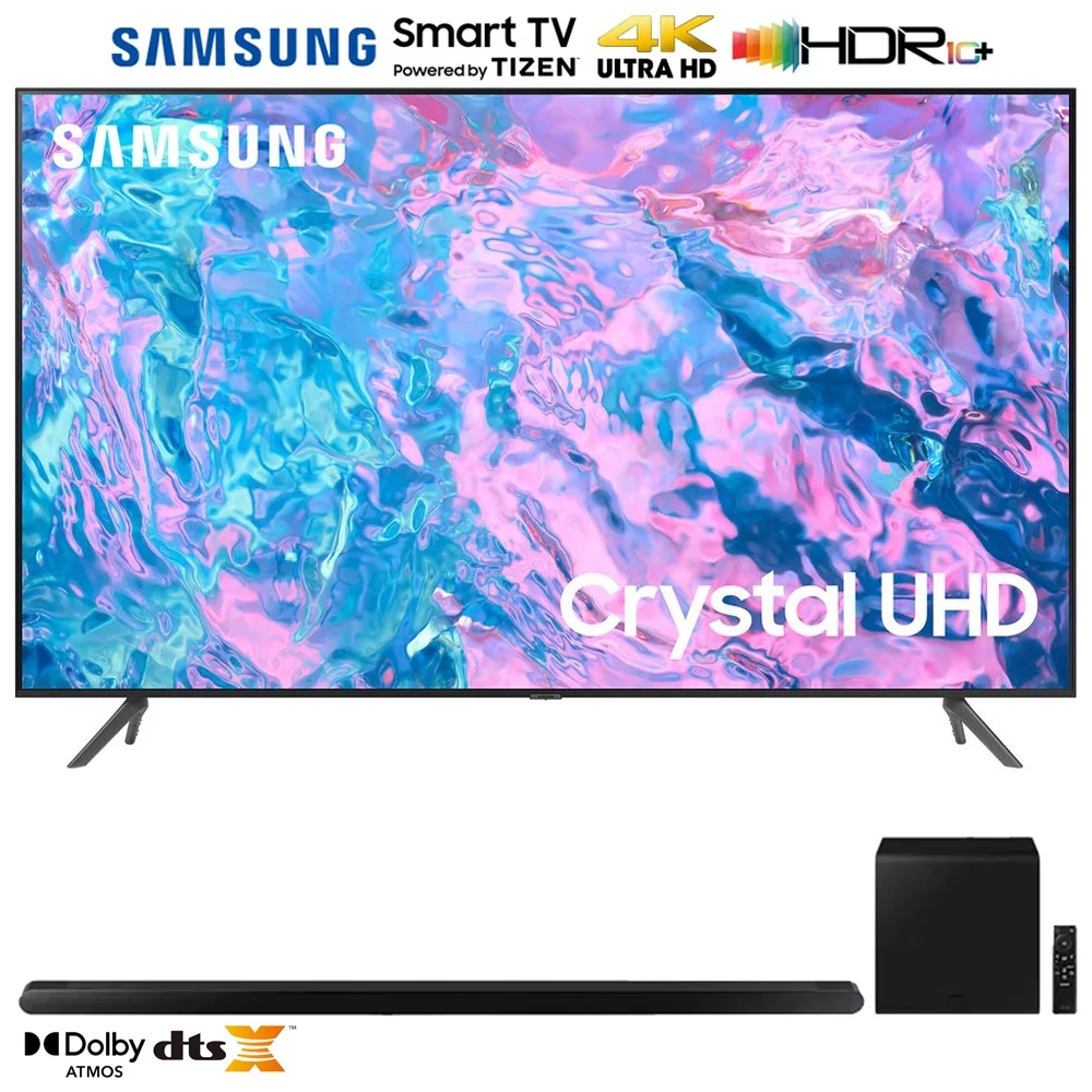 Samsung UN85CU7000 85 inch Crystal UHD 4K Smart TV (2023 Model) Bundle with Samsung HW-S800B 3.2.1ch Soundbar (Black) with Wireless Dolby Atmos DTS:X