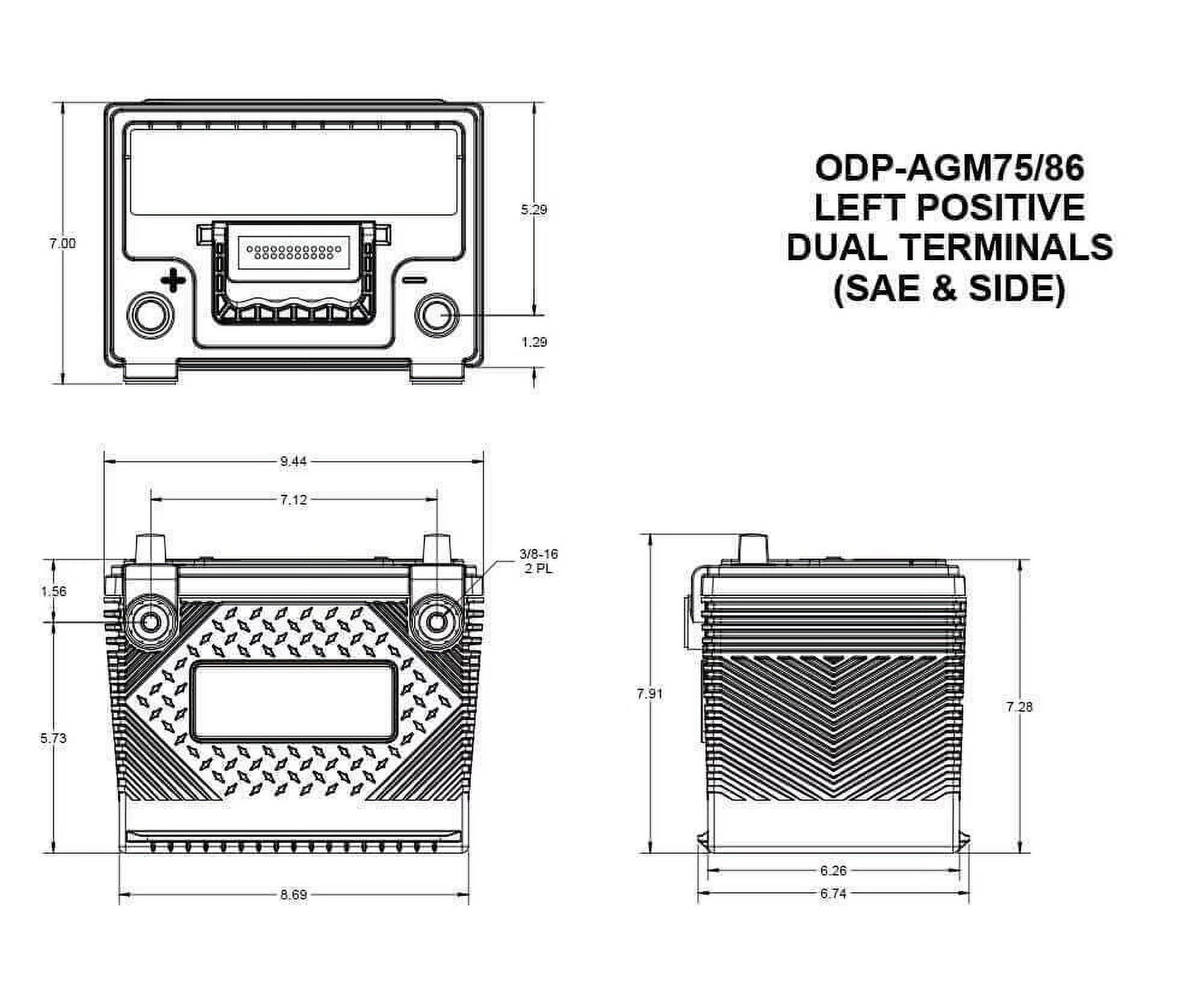 Odyssey 75/86-705 SD-SAE Performance Automotive Battery