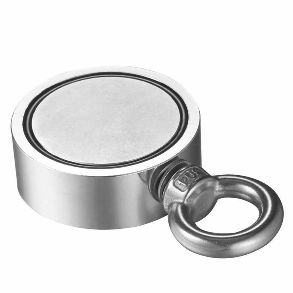 1100LBS Double Sided Fishing Magnet, Super Powerful Neodymium Magnet N52 Round