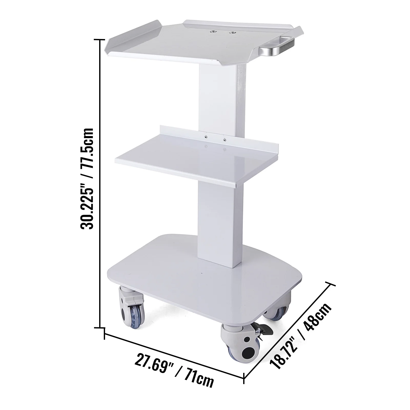 VEVOR 3-Layer Trolley Heavy Duty to Hold Max 33LB Medical Cart with Wheels to Move Everywhere