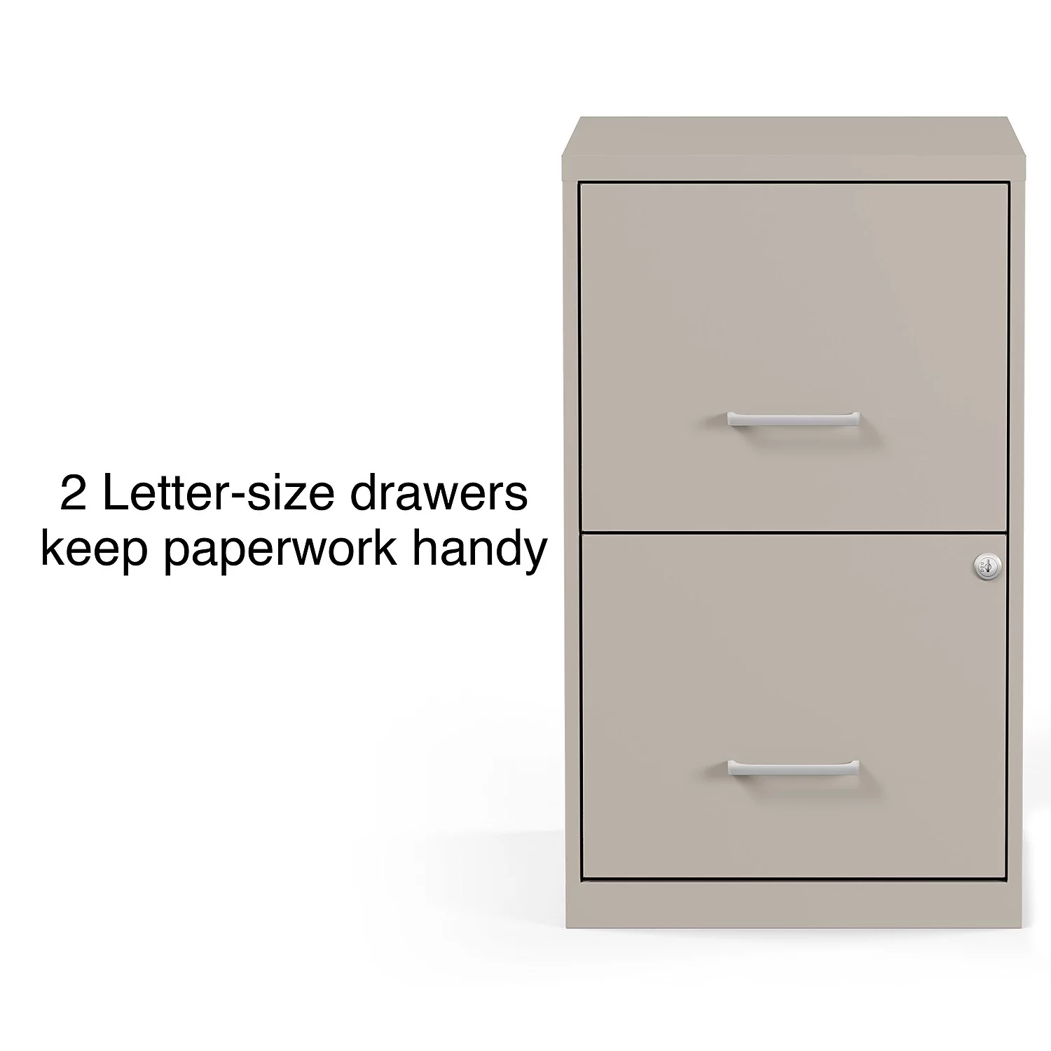 MyOfficeInnovations 2-Drawer Vertical File Cabinet Locking Letter Putty/Beige 18