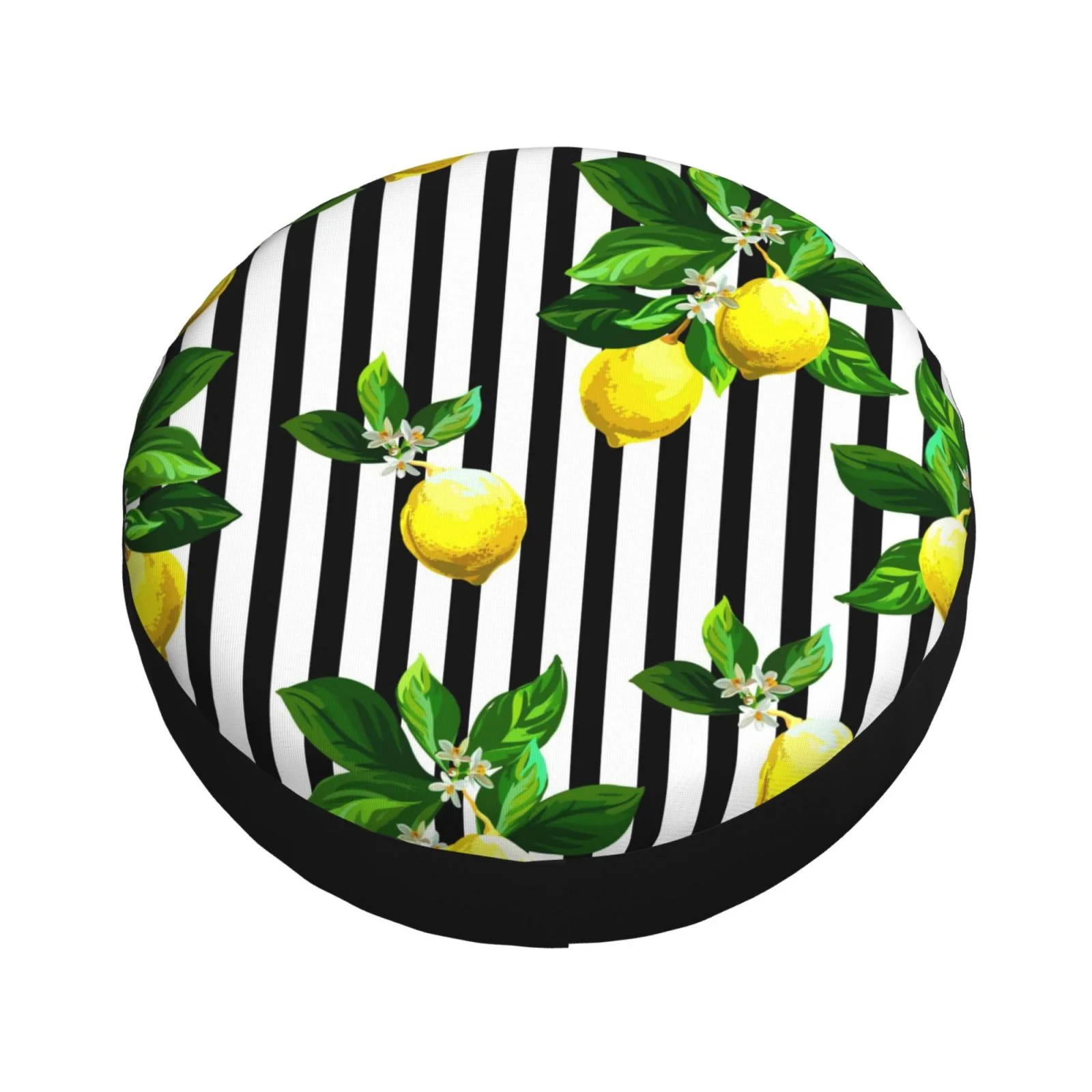 Easygdp Lemons On Striped Wheel Sun Guard, Spare Tire Cover,Universal Trailer Suv Truck Camper Travel,Easy To Install And Remove -14 Inch