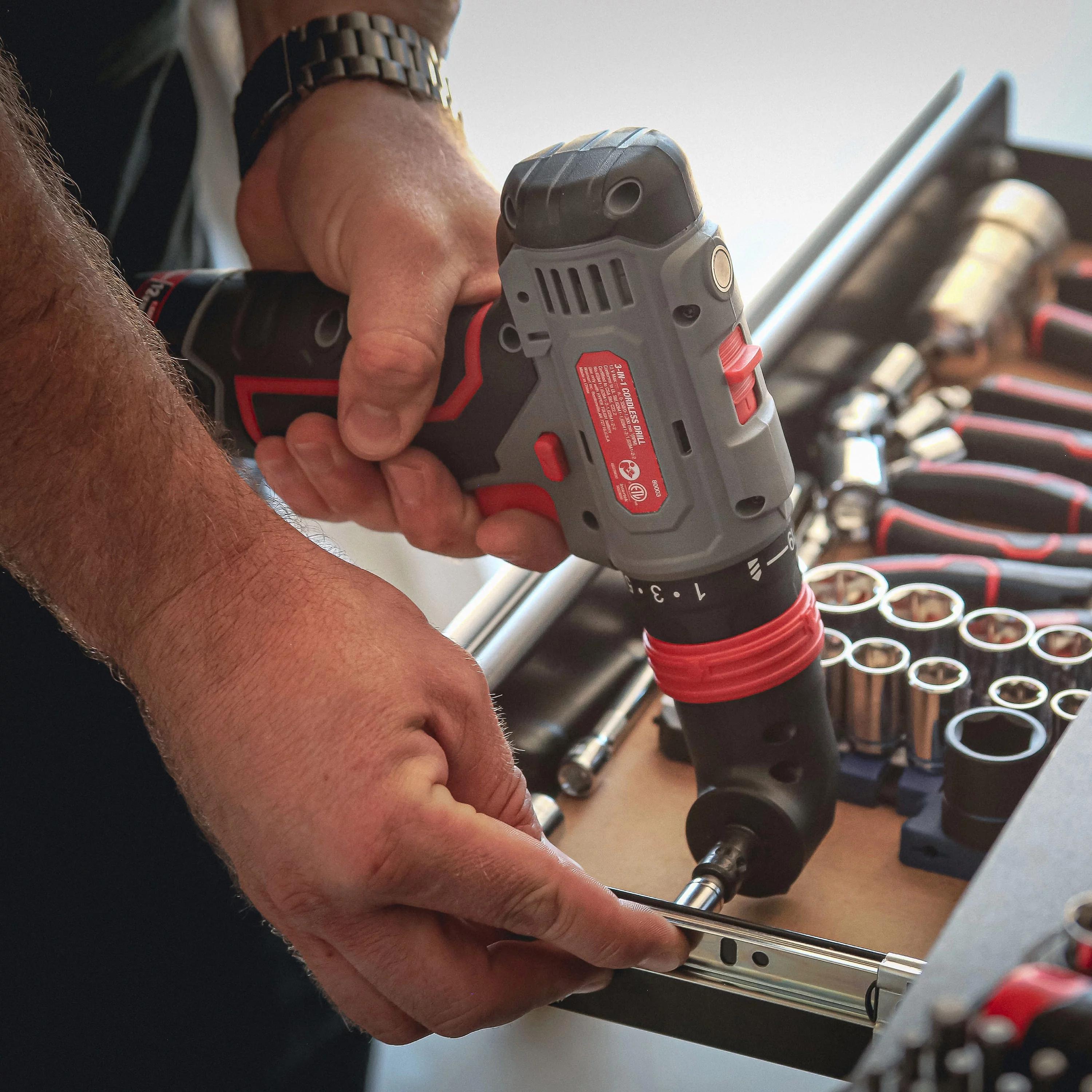 Hyper Tough 12V Max Lithium-Ion 3-in-1 Multi-Head Power Drill Set with 1.5Ah Battery and Charger, 80003