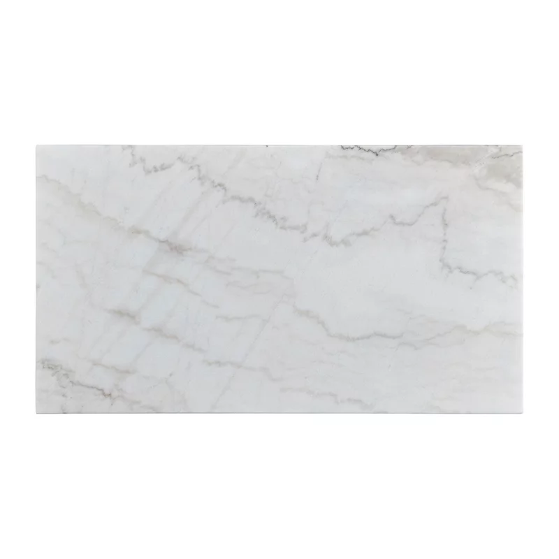 Pemberly Row Traditional Rectangle Coffee Table with White Marble Top