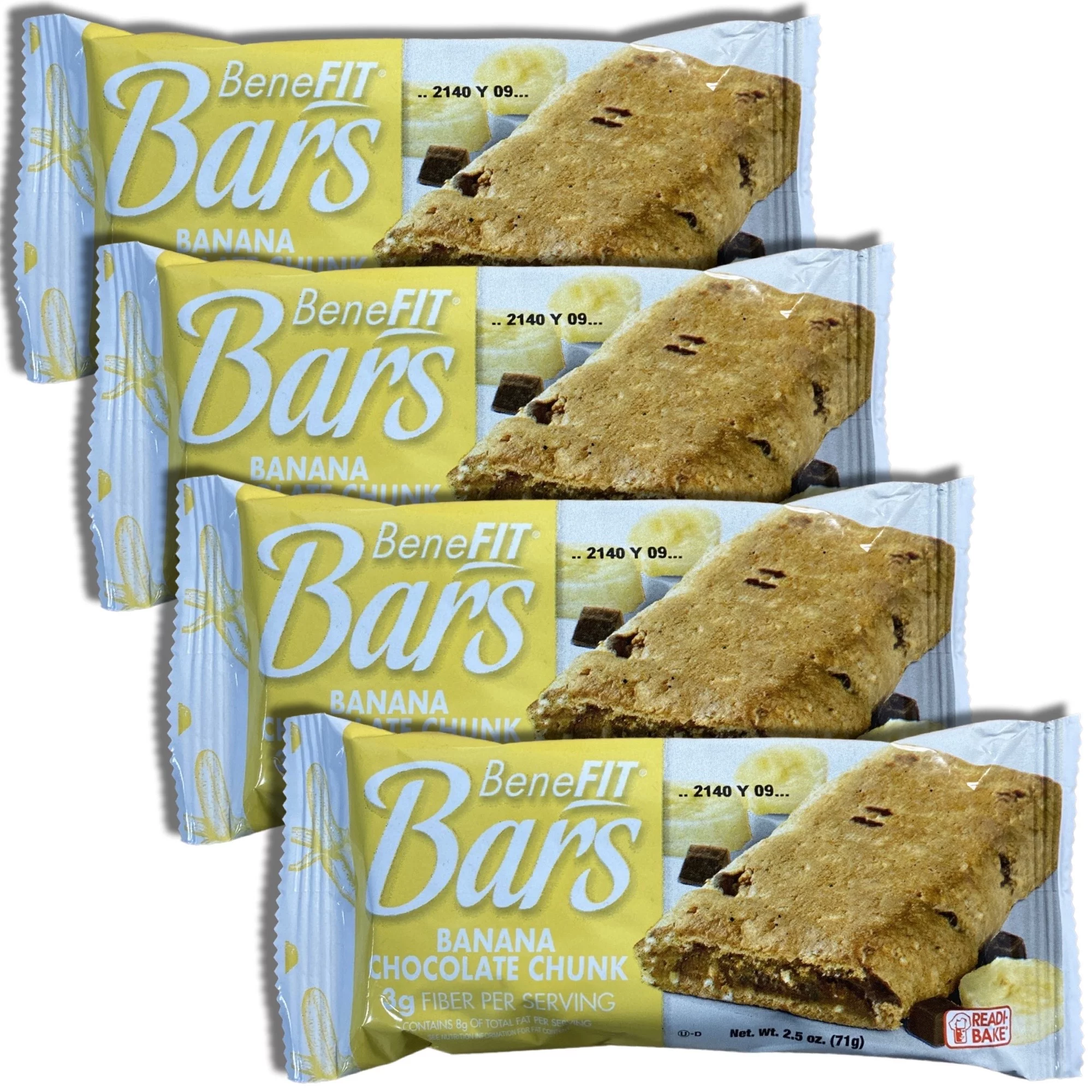 (5 pack) Banana Chocolate Chunk BeneFit Bars by Readi-Bake Bundled by Tribeca Curations | 2.5 Ounce | Value Pack of 12