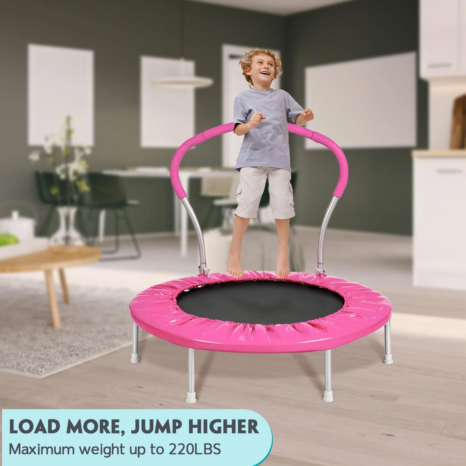 Vantic 36 Inch Kids Trampoline for Toddlers with Handle, Indoor Mini Trampoline for Girls, Small Rebounder Trampoline, Adult Fitness Trampoline for Indoor and Outdoor Use