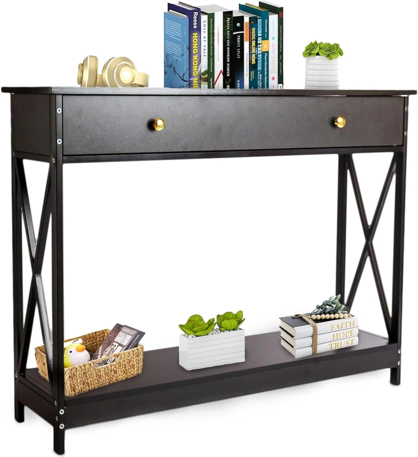 MQLIFEBOOM Narrow Entryway Sofa Table for Living Room  Office  Farmhouse  Kitchen - Extra- Wood Entryway Table with One Large Drawer and    (40.1" L x 30.92" H x 11.82" W) - B