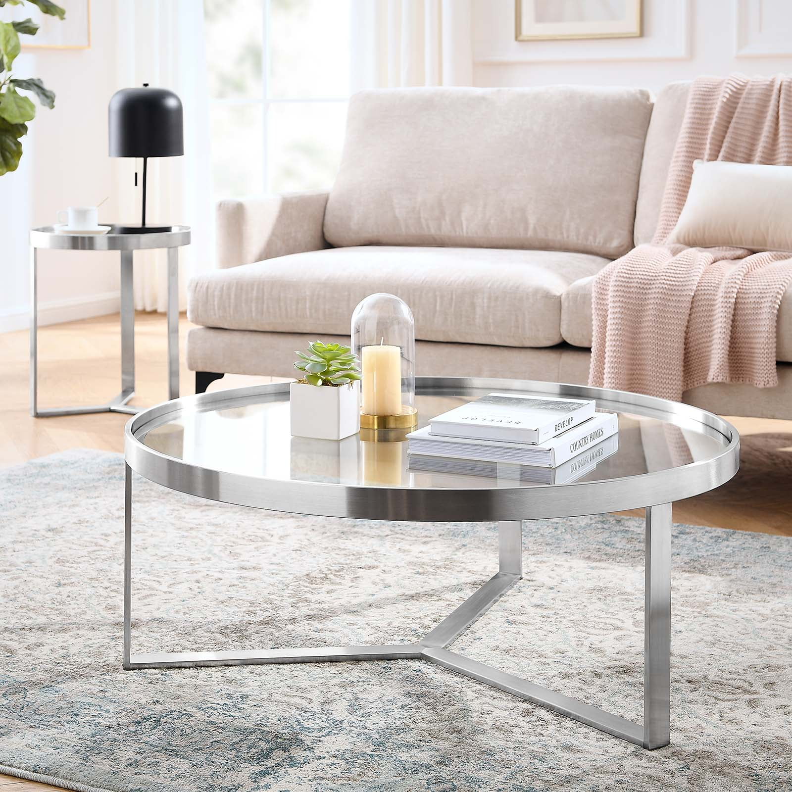 Modway Relay Coffee Table in Silver
