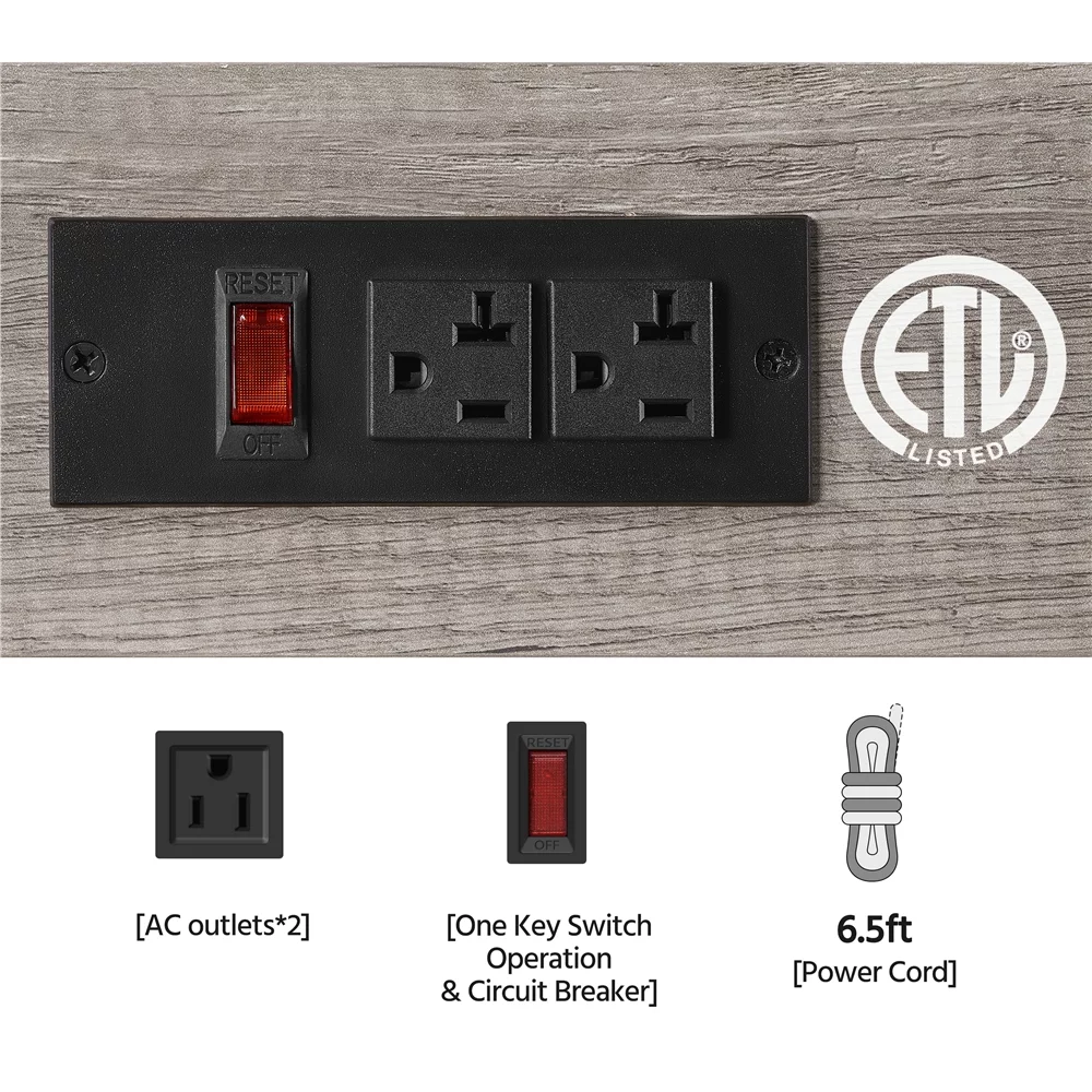 Yaheetech 55'' H 4-Tier Baker's Rack with Power Outlet and 10 S-Hooks, Gray