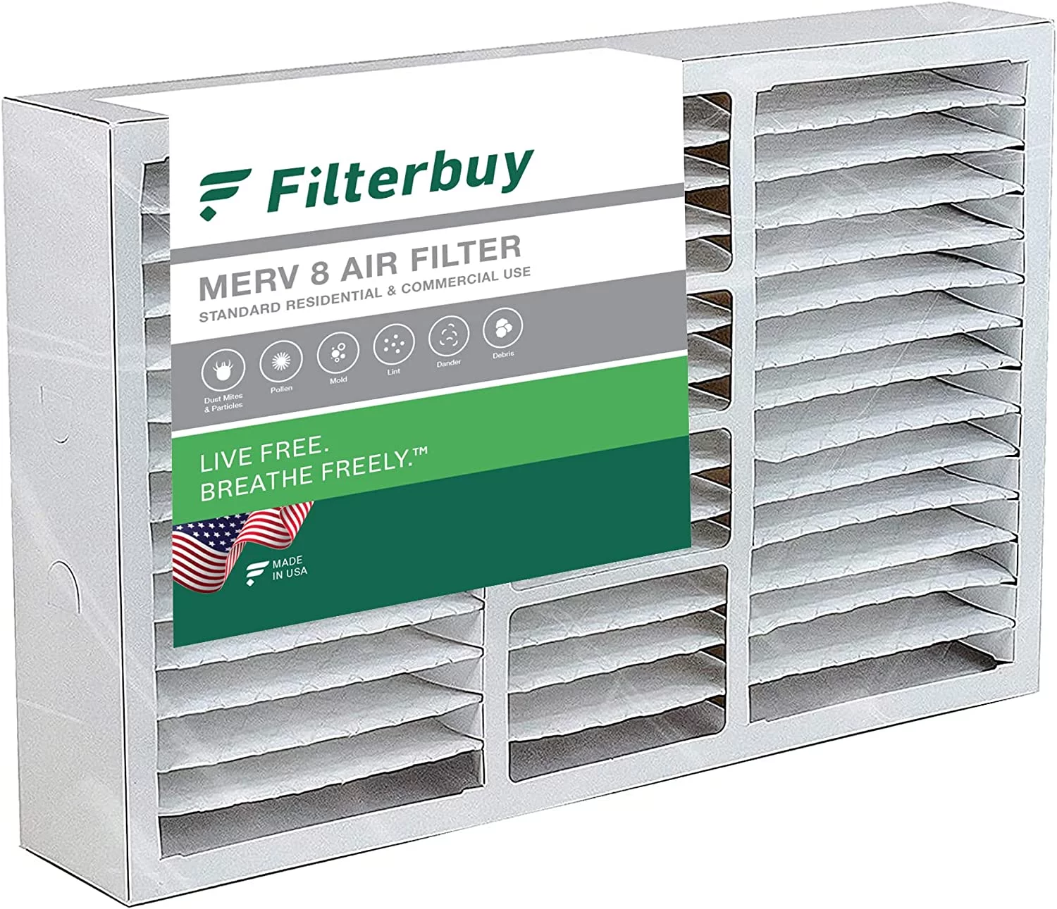 Filterbuy 16x26x5 MERV 8 Pleated HVAC AC Furnace Air Filters for Electro-Air F825-0548 (1-Pack)