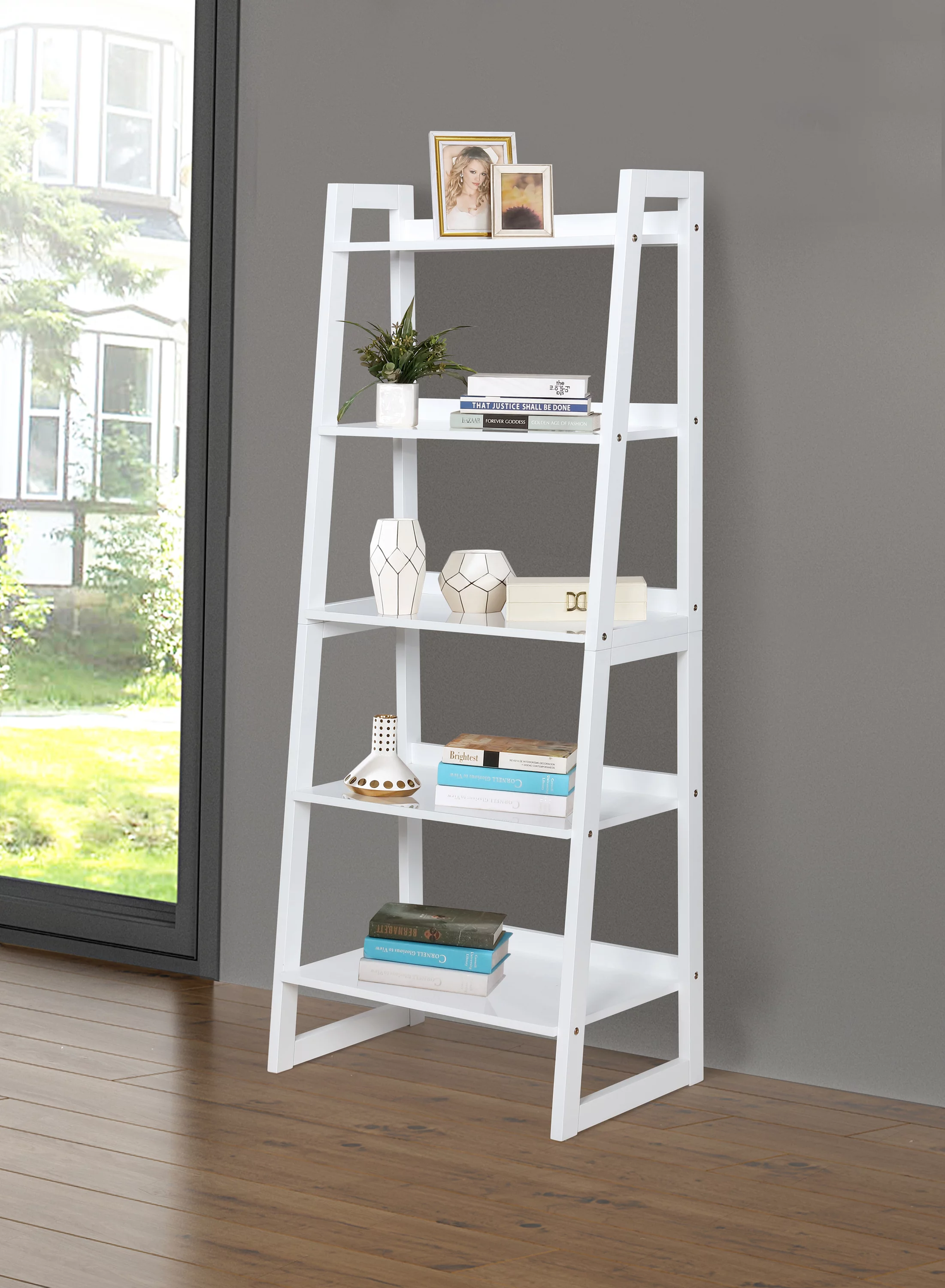 5-shelf Ladder Bookcase Cappuccino
