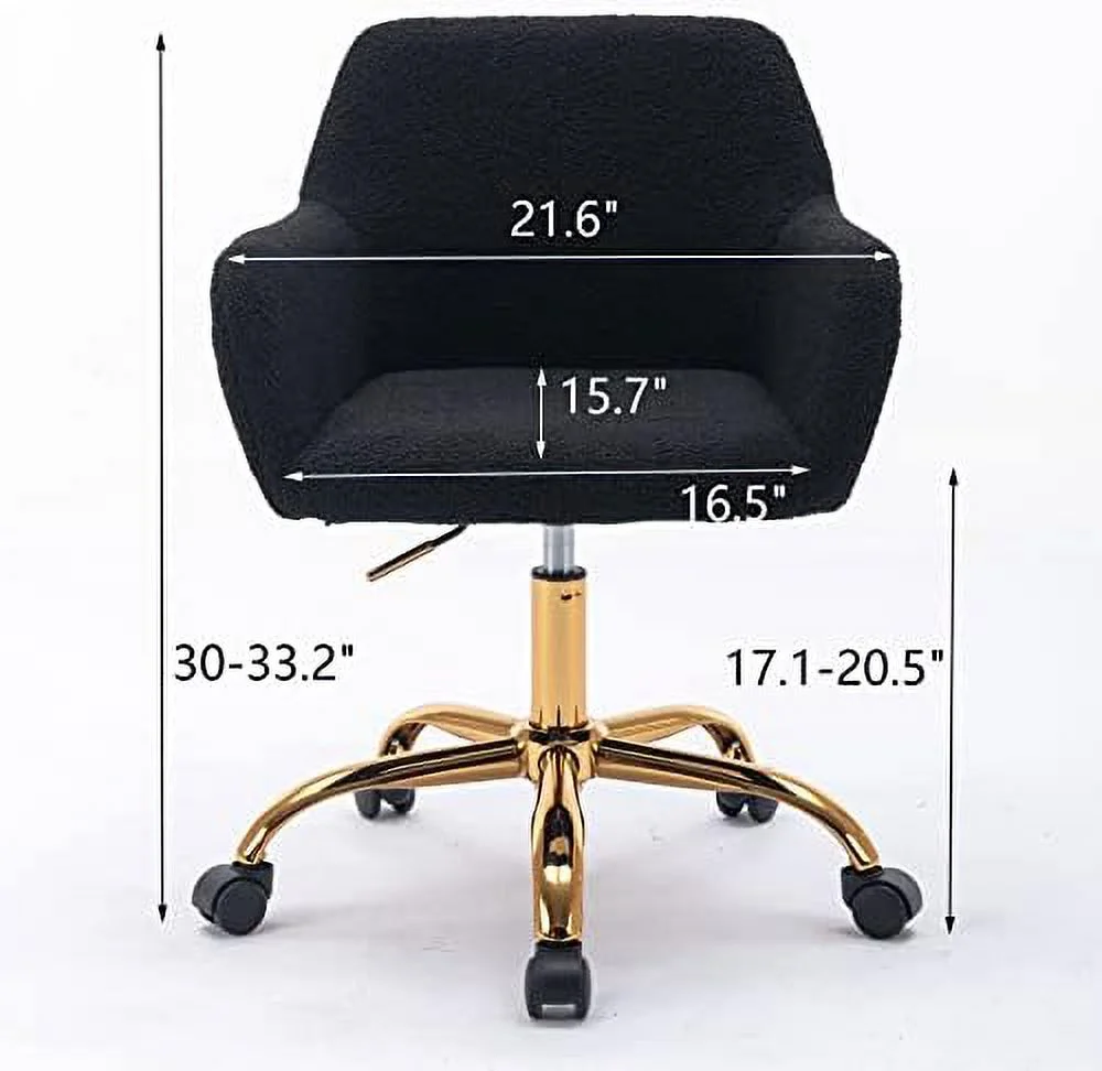 ZFGSUIJN Fluffy Desk Chair  Faux Fur Swivel Home Office Chair Height Adjustable Vanity  Chair for Girls Women  Modern Cute Furry  Chairs for Bedroom Living Room