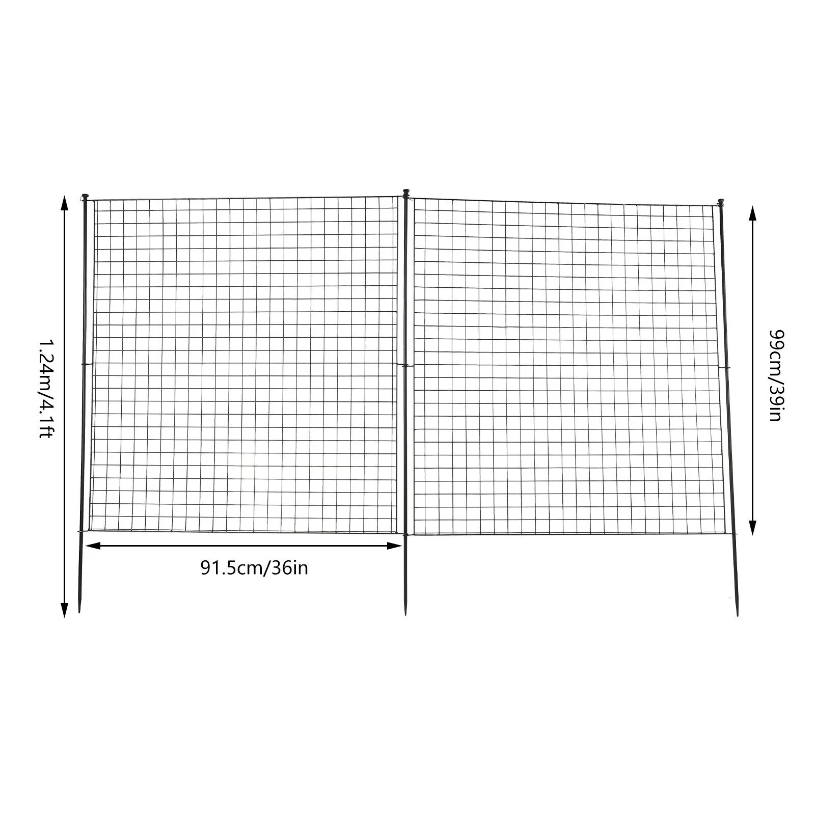 ZhdnBhnos Outdoor Metal No Dig Garden Fence Panels Yard Patio Fencing Border Animal Protective Barrier, 4 Panels + 1 Gate