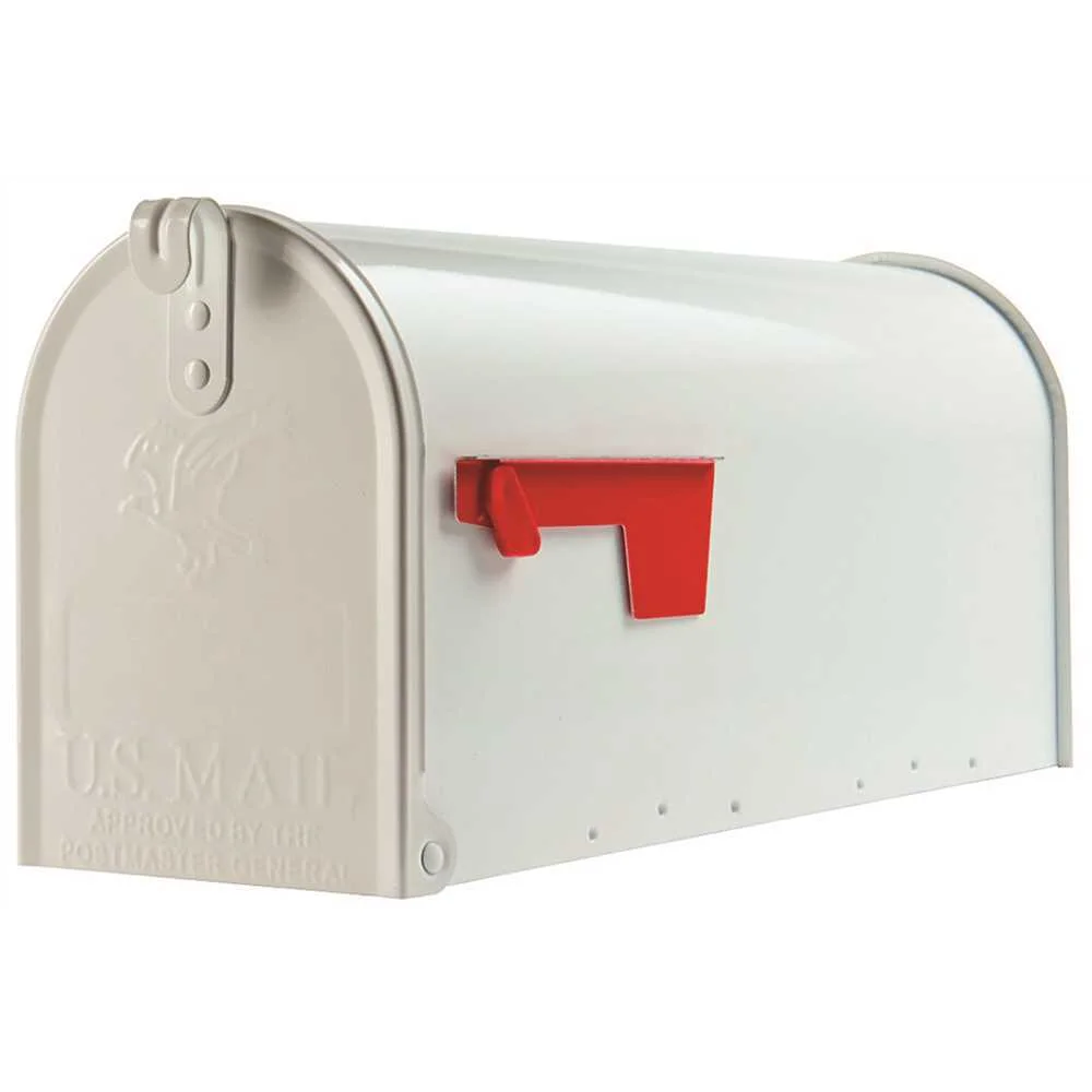 Gibraltar Mailboxes Elite Medium, Steel, Post Mount Mailbox, White, E1100W00