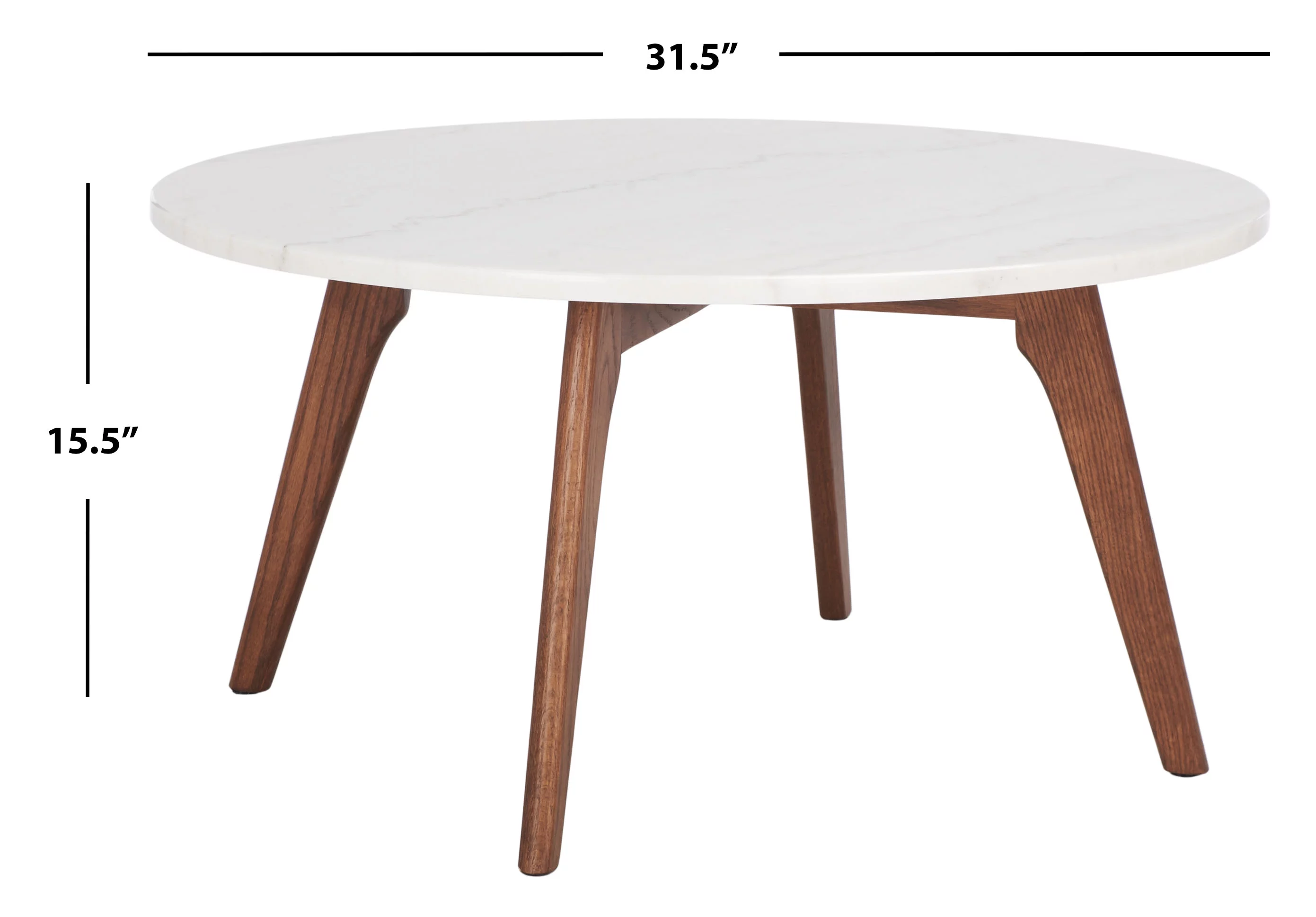 SAFAVIEH Syrio Round Marble Coffee Table, Marble/Walnut