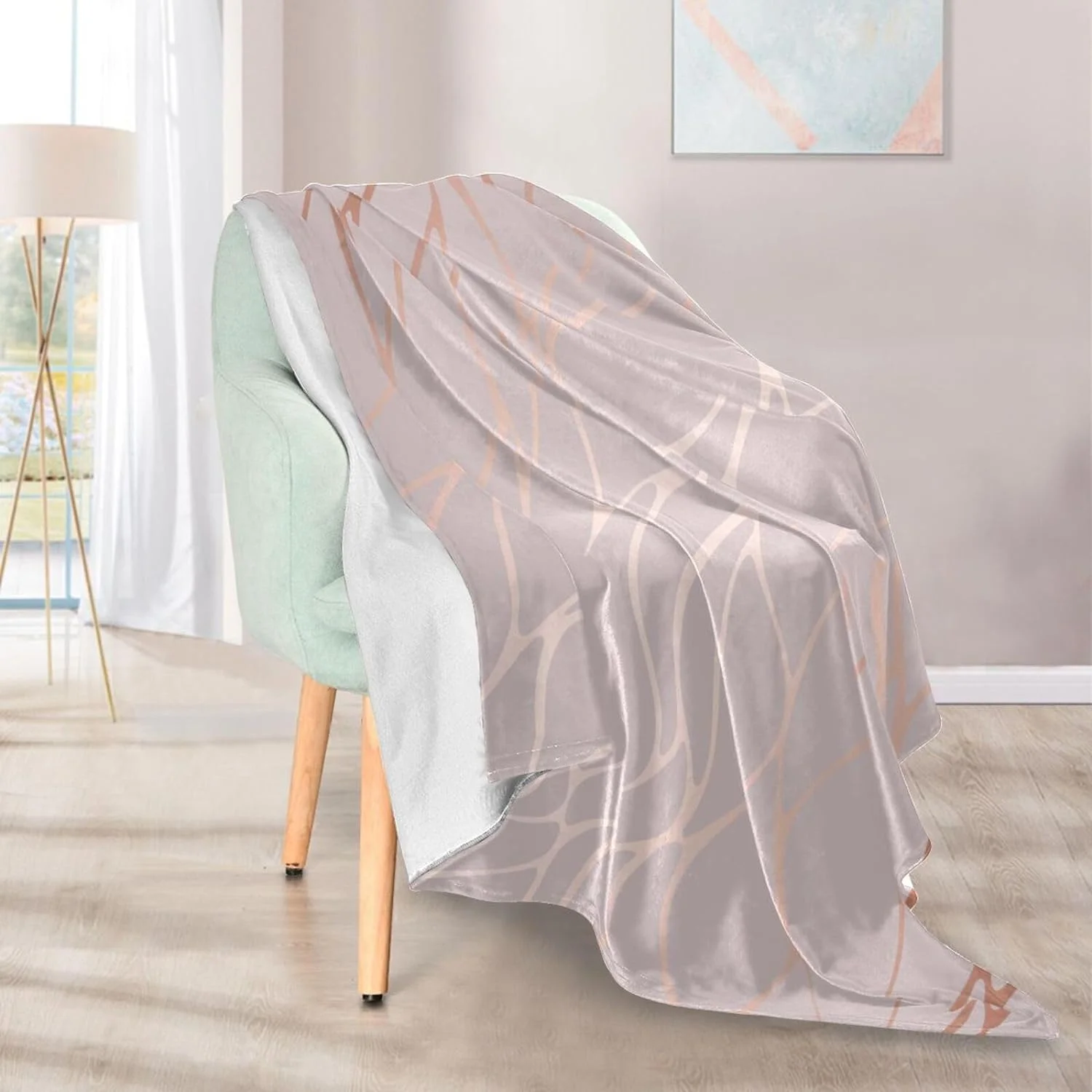Wellsay Rose Gold Marble Soft Warm Fuzzy Throw Blanket 50