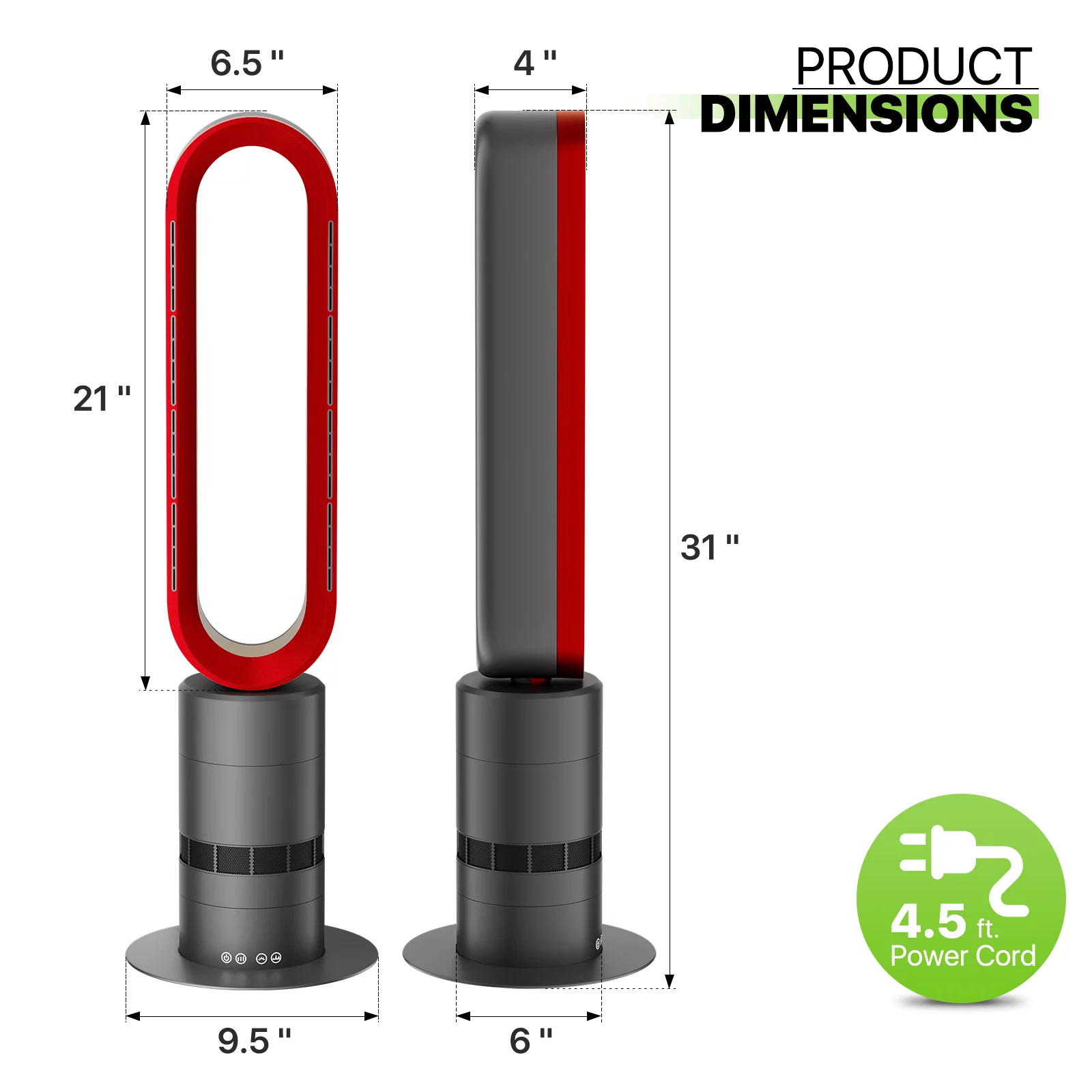 Magshion 2 in 1 Space Heater Bladeless Tower Fan, 31