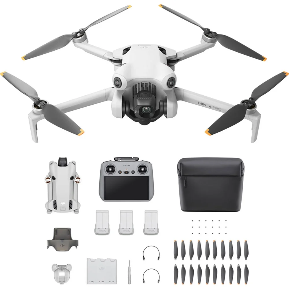 DJI Mini 4 Pro Fly More Combo with DJI RC 2 (Screen Remote Controller), Folding Mini-Drone with 4K HDR Video Camera for Adults, Under 249 g, 2 Extra Batteries for 34-Min Flight Time - (Open Box)