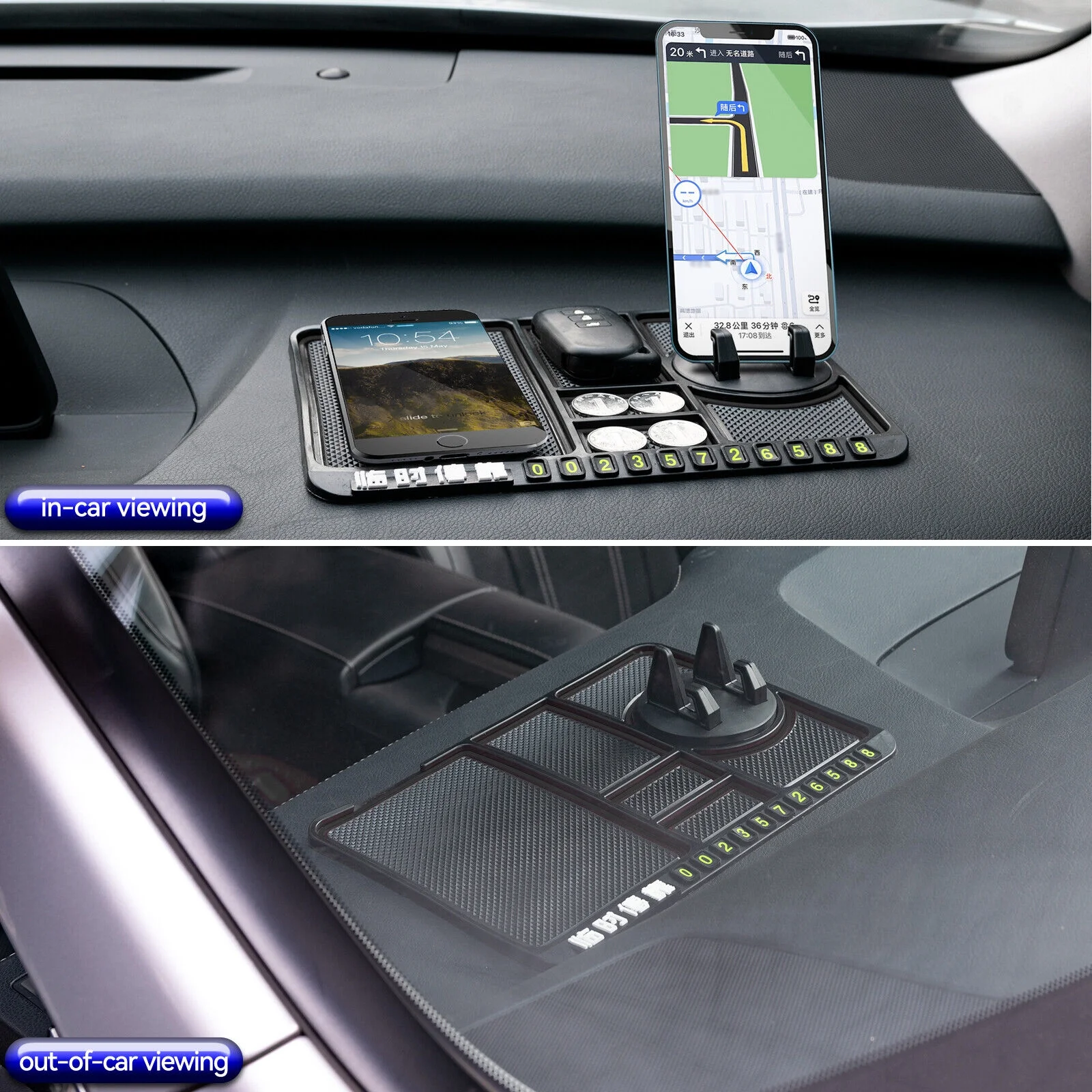 Anti-slip Non slip Car Dashboard Mat Keys Holder Pad Parking Phone Number Card