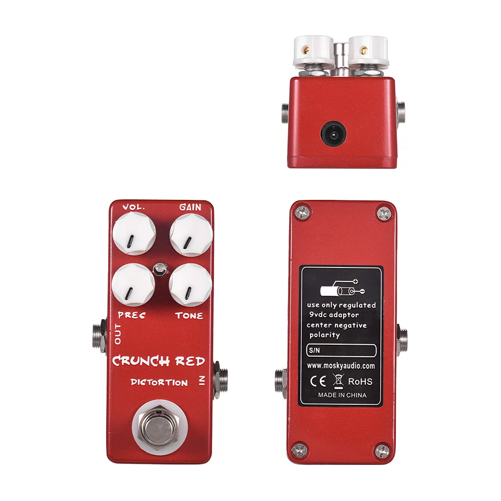 MOSKYAudio Distoon Guitar Effect Pedal Crunch Red Full Metal Shell True Bypass