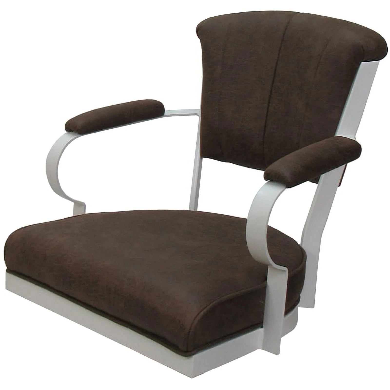 Miami Swivel Tilt Metal Caster Chair - Outlier Ash Brown Fabric - White Frame