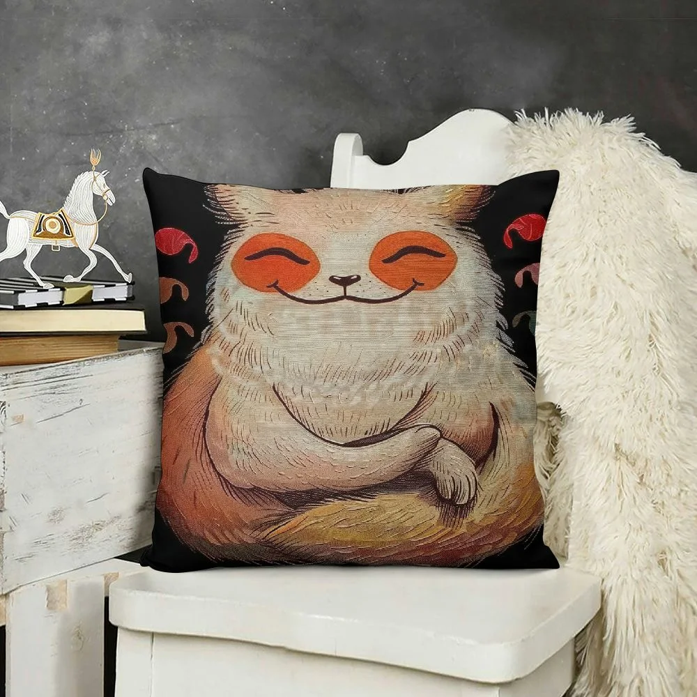 Qlloopoed Sloth Meditation Yoga Pillow Case with Don't Hurry Be Happy Inspirational Quotes Letters Throw Pillow Cushion Cover  Animal Home Couch Decor Pillowcases Brown Black White